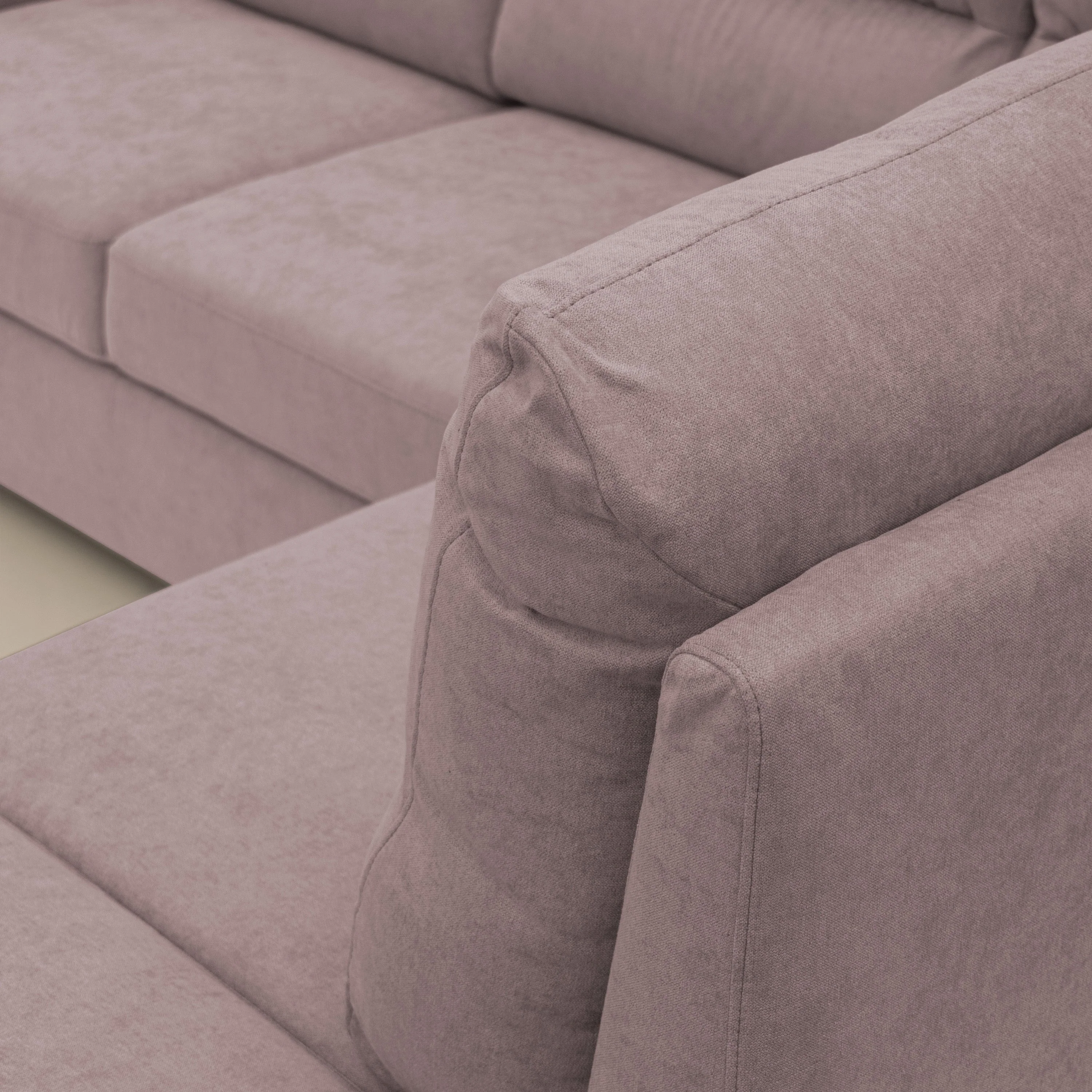 Minerva canapé d'angle avec angle et pouf extractible en tissu doux imperméable T02 rose - Image 8
