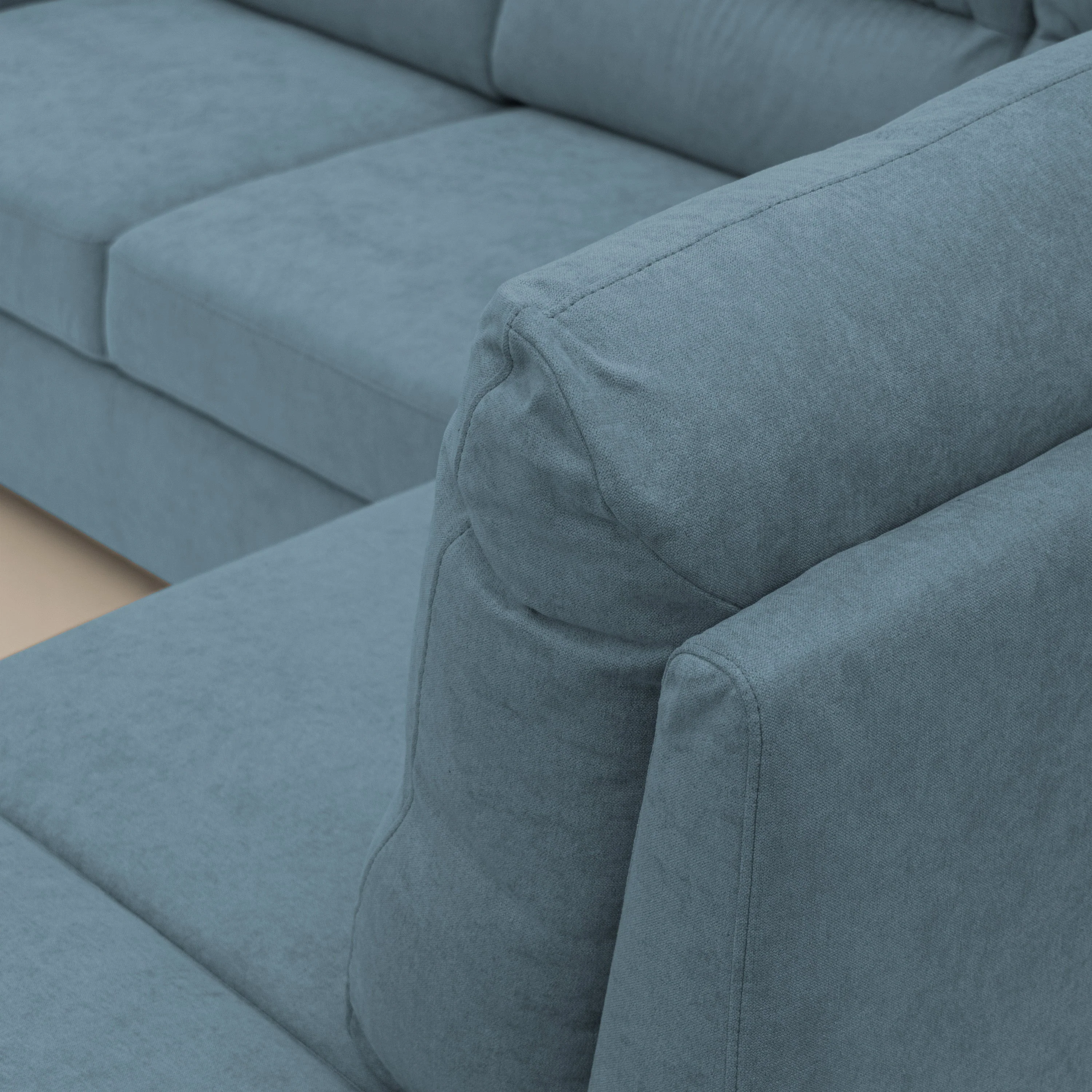 Minerva canapé d'angle avec angle et pouf extractible en tissu doux imperméable T02 sucre glace - Image 8