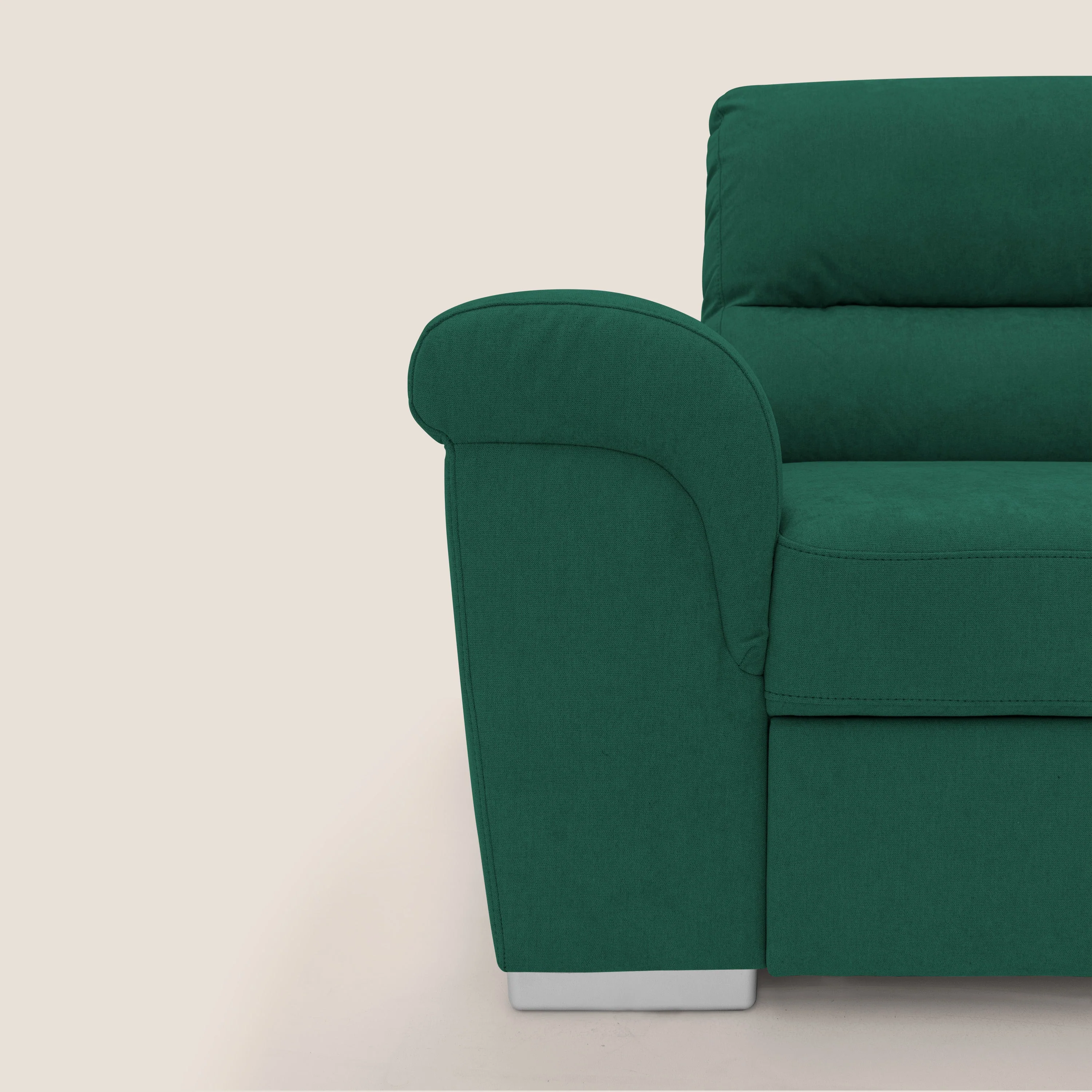 Minerva canapé d'angle avec angle et pouf extractible en tissu doux imperméable T02 vert - Image 4