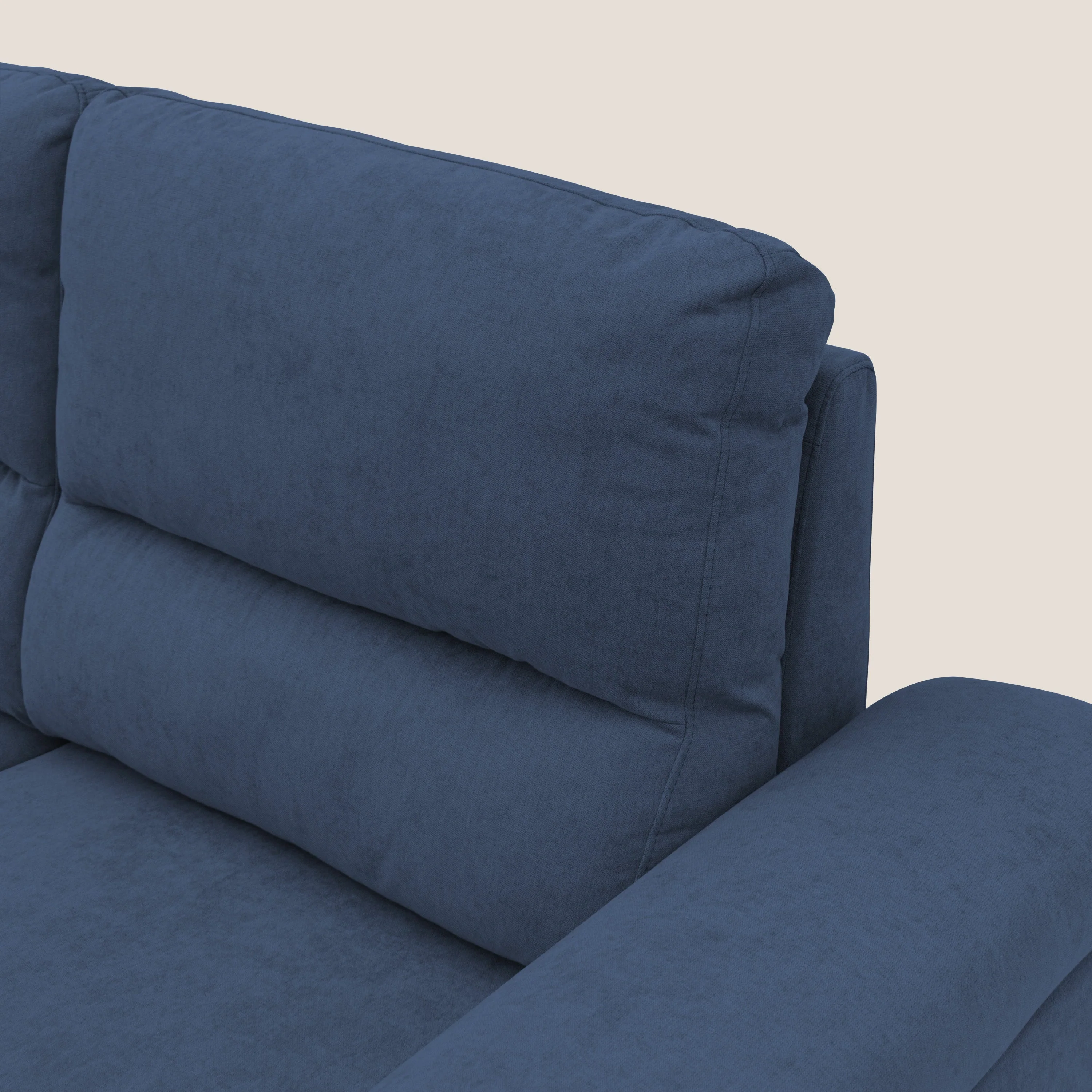 Minerva canapé linéaire avec pouf extractible en tissu doux imperméable T02 bleu - Image 4