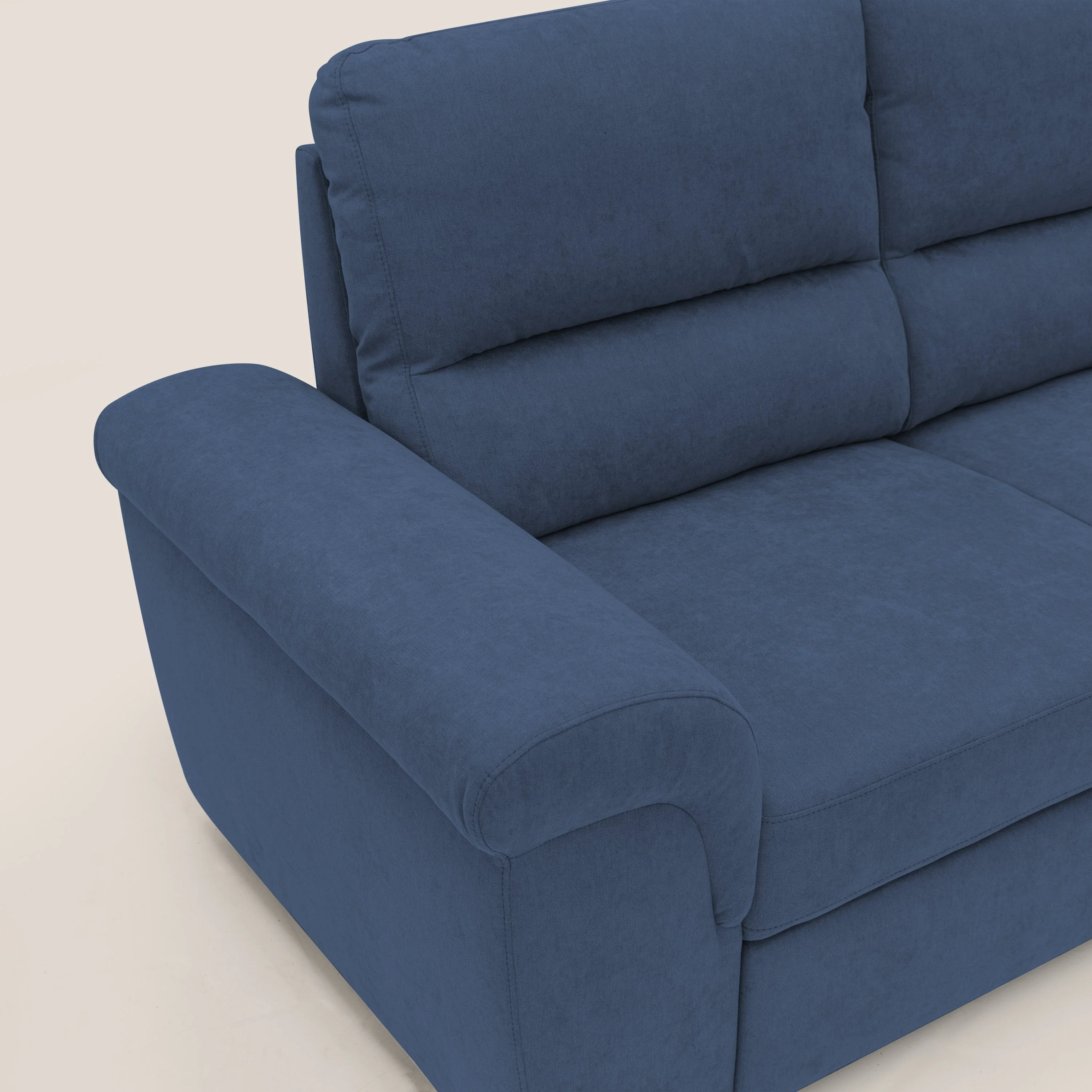 Minerva canapé linéaire avec pouf extractible en tissu doux imperméable T02 bleu - Image 7