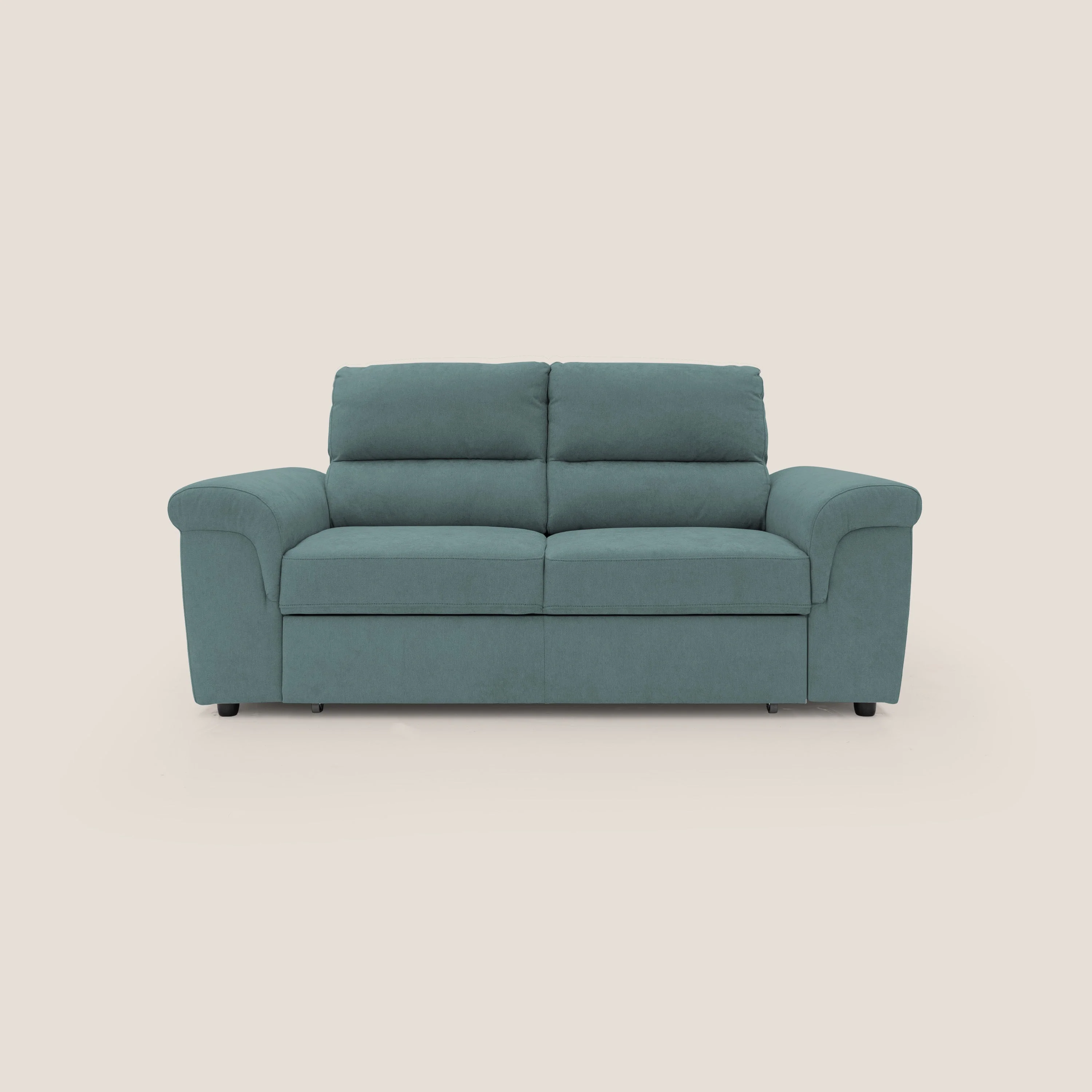 Minerva canapé linéaire avec pouf extractible en tissu doux imperméable T02 bleu canard