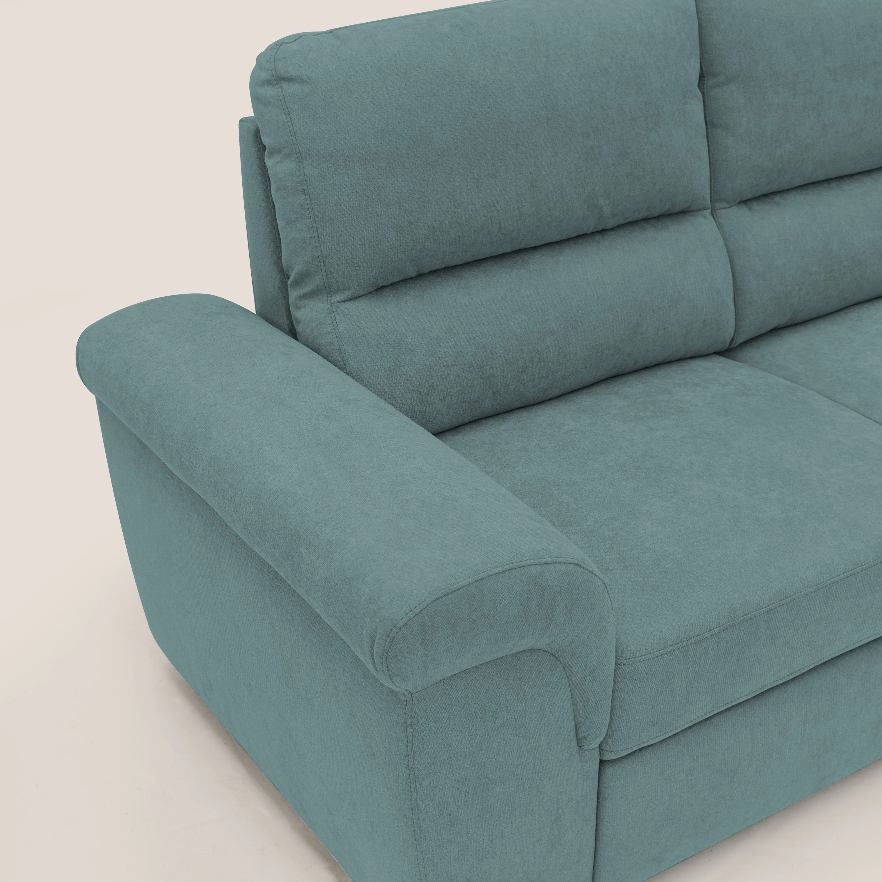 Minerva canapé linéaire avec pouf extractible en tissu doux imperméable T02 bleu canard - Image 7