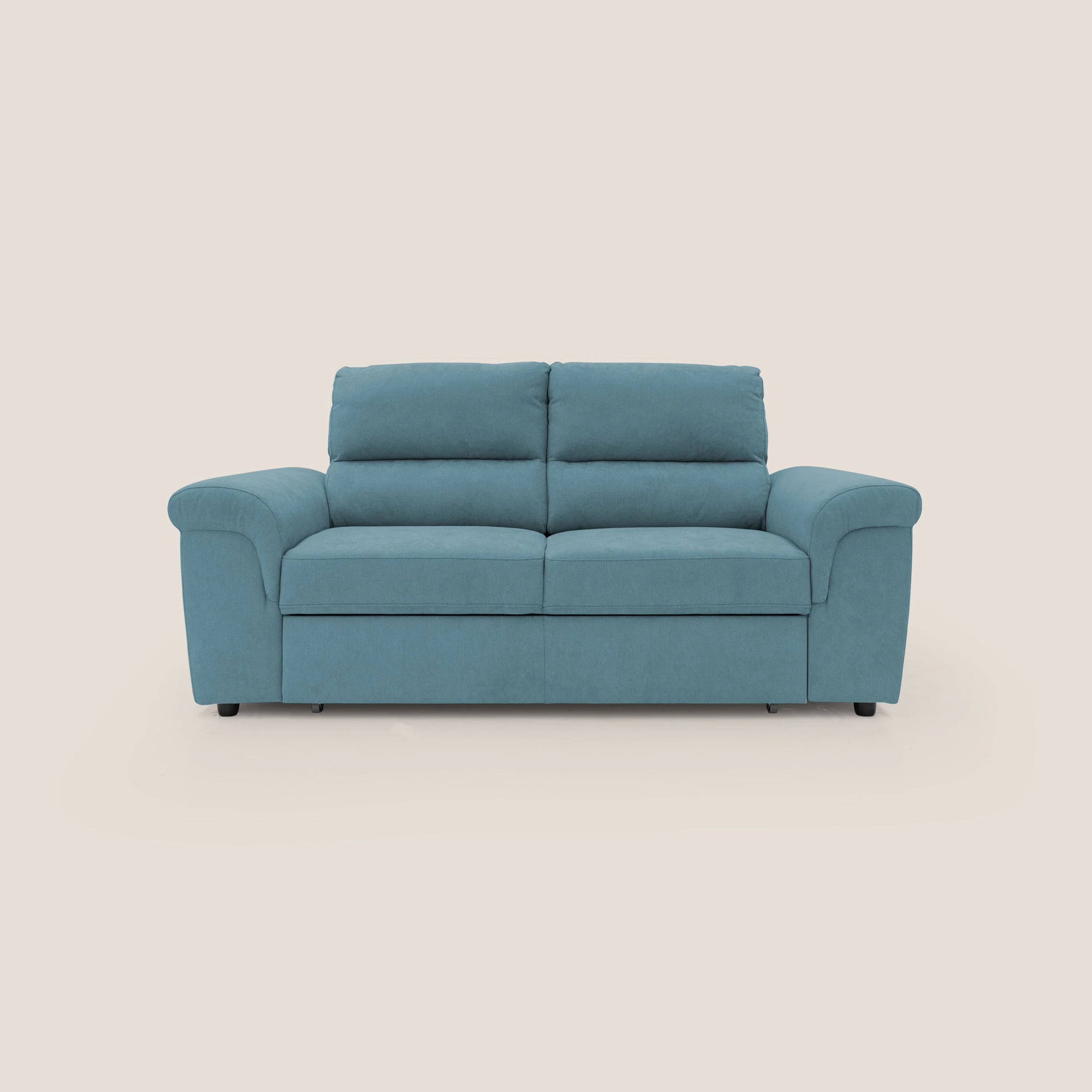Minerva canapé linéaire avec pouf extractible en tissu doux imperméable T02 bleu ciel
