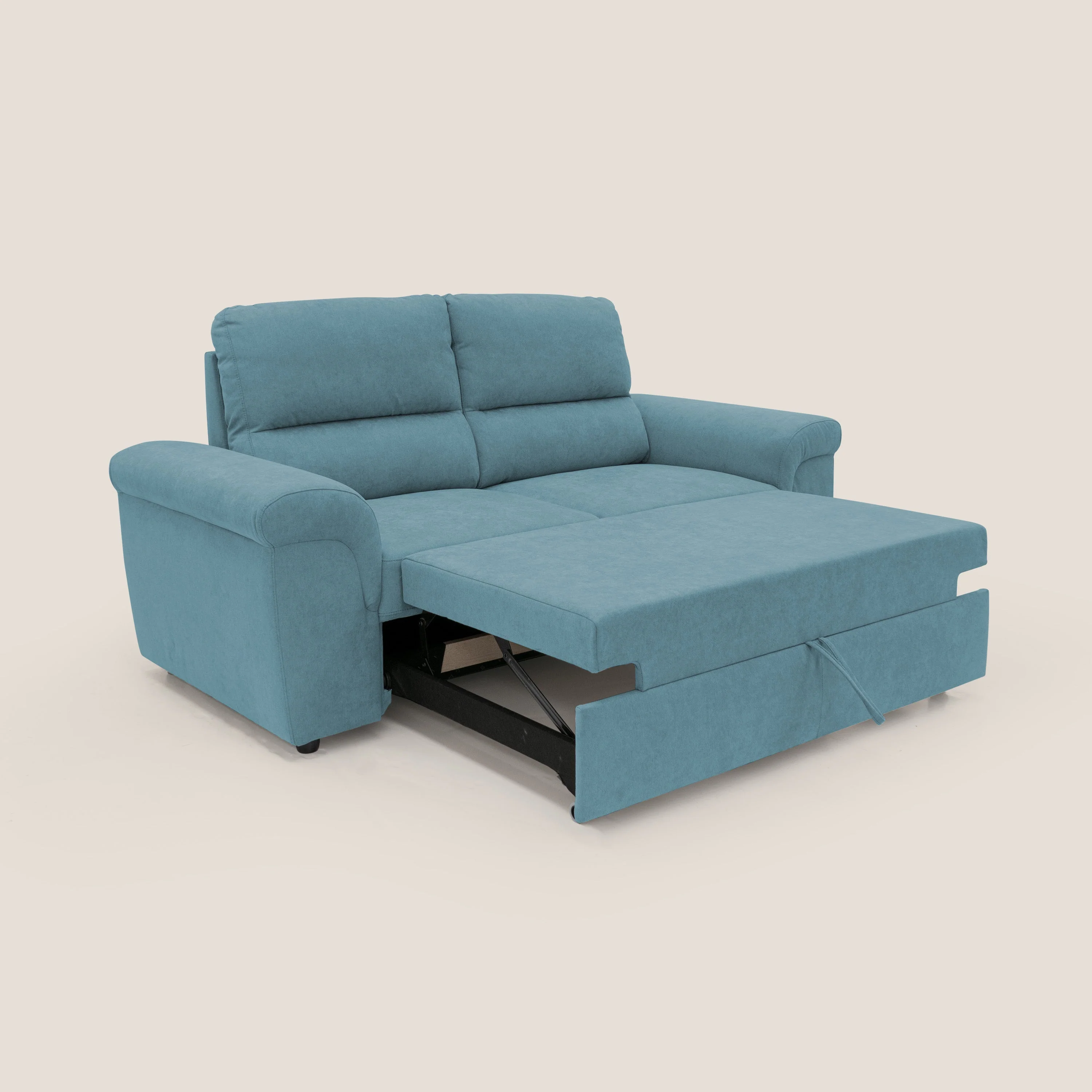Minerva canapé linéaire avec pouf extractible en tissu doux imperméable T02 bleu ciel - Image 2