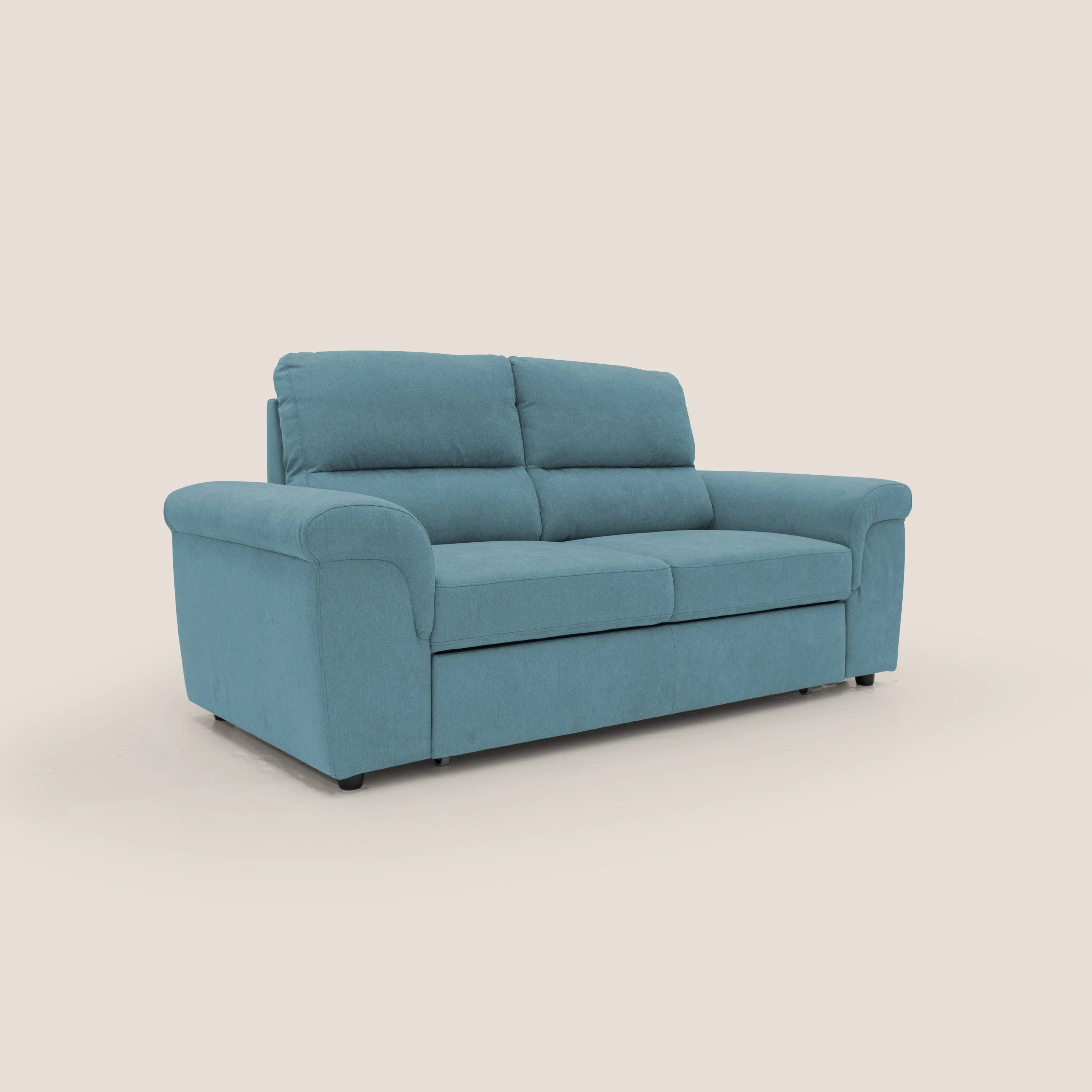 Minerva canapé linéaire avec pouf extractible en tissu doux imperméable T02 bleu ciel - Image 3