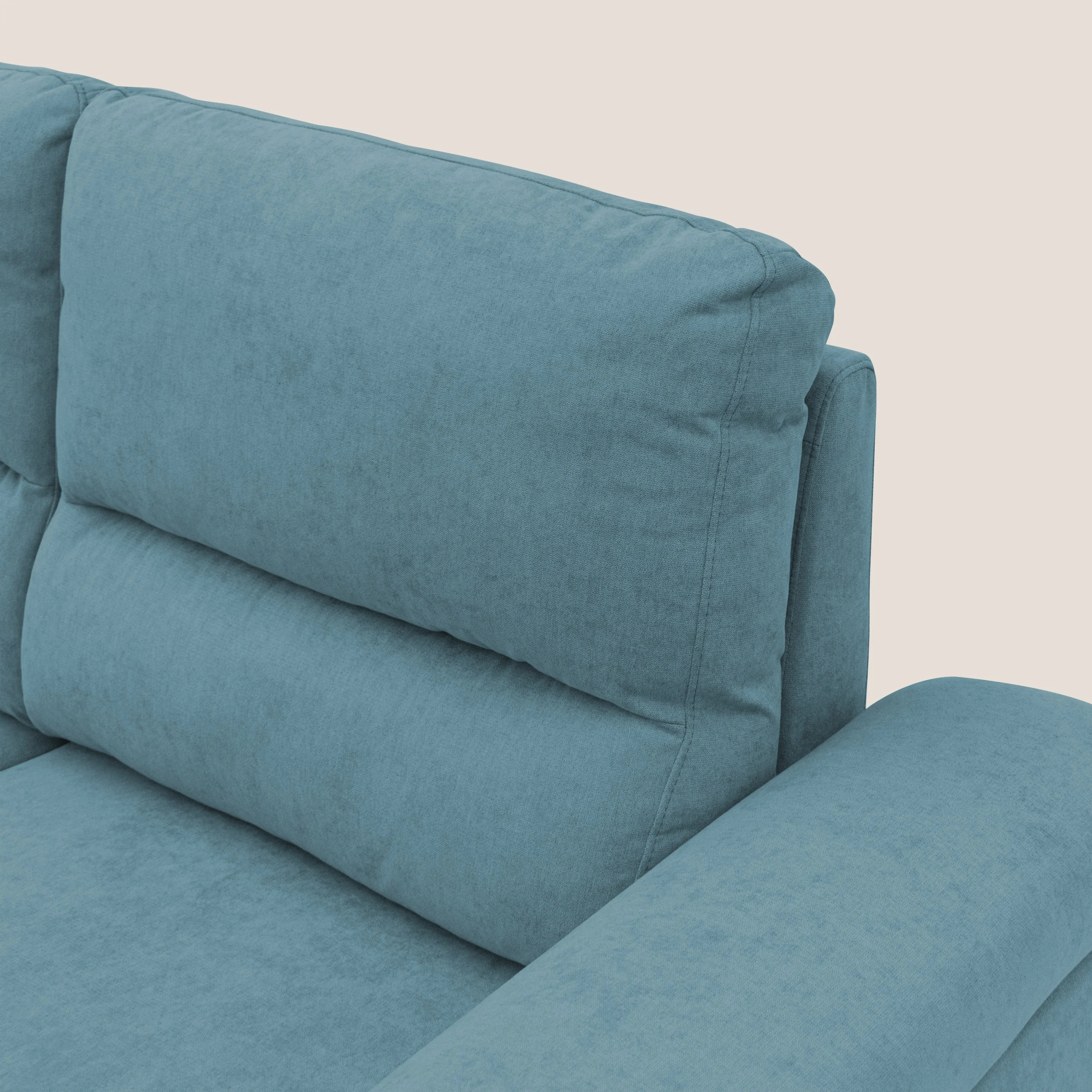 Minerva canapé linéaire avec pouf extractible en tissu doux imperméable T02 bleu ciel - Image 4