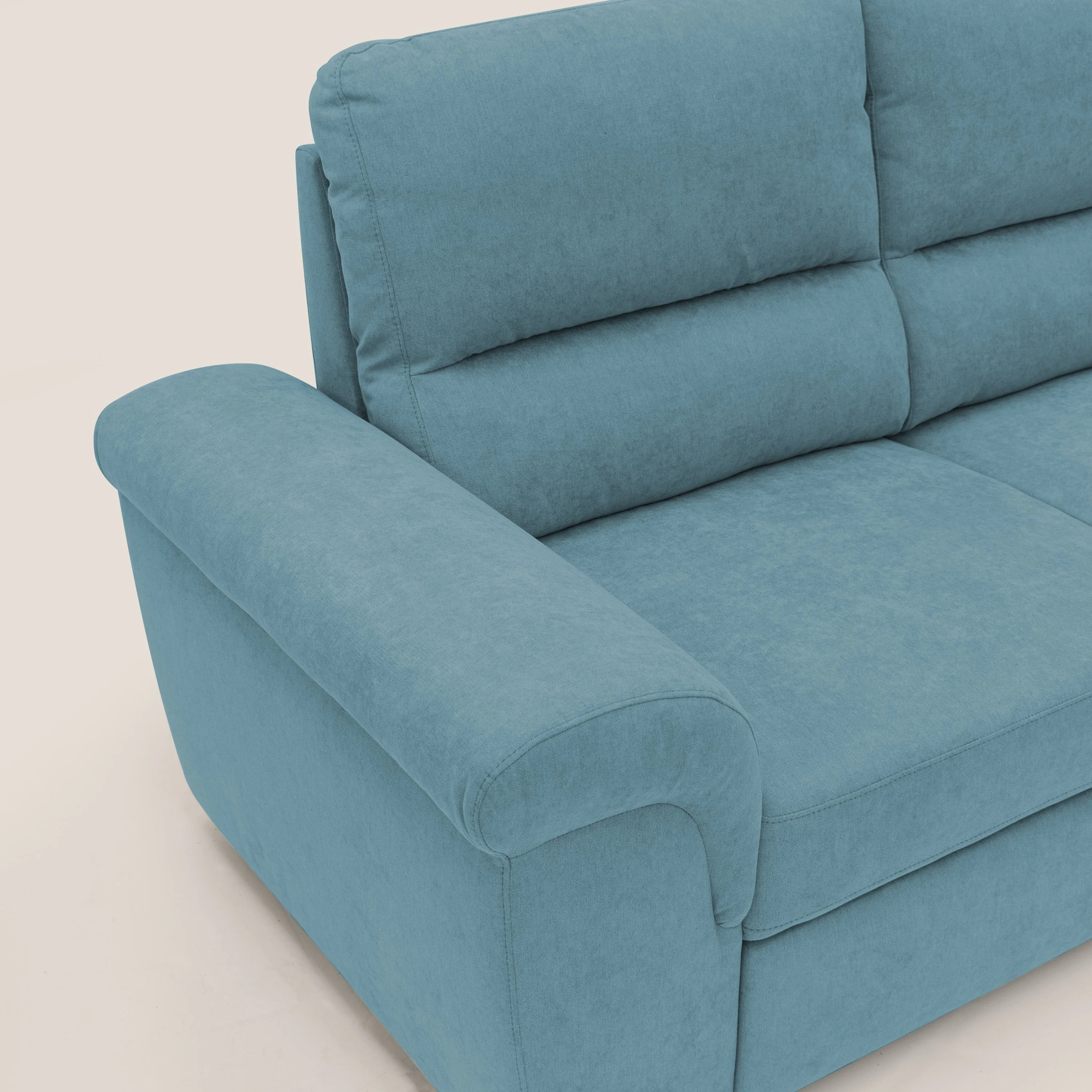 Minerva canapé linéaire avec pouf extractible en tissu doux imperméable T02 bleu ciel - Image 7
