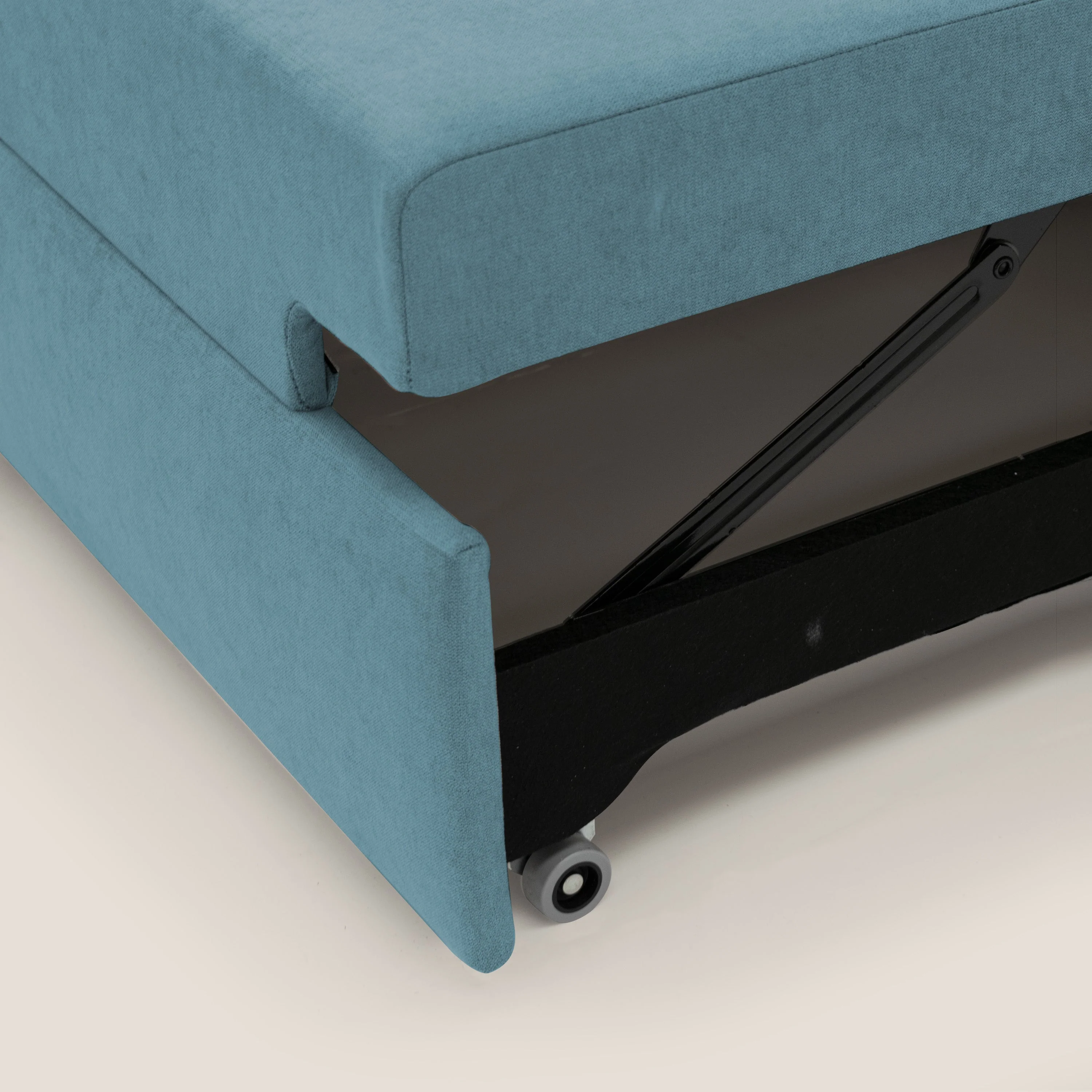 Minerva canapé linéaire avec pouf extractible en tissu doux imperméable T02 bleu ciel - Image 8