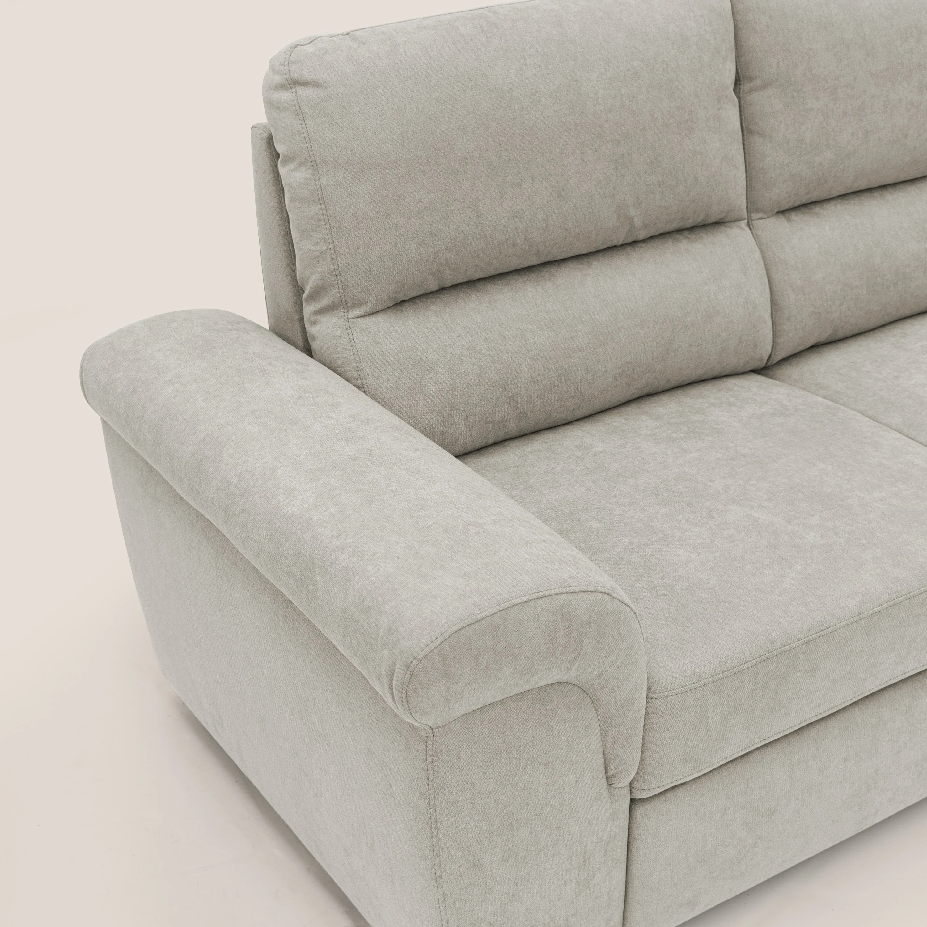 Minerva canapé linéaire avec pouf extractible en tissu doux imperméable T02 crème - Image 8
