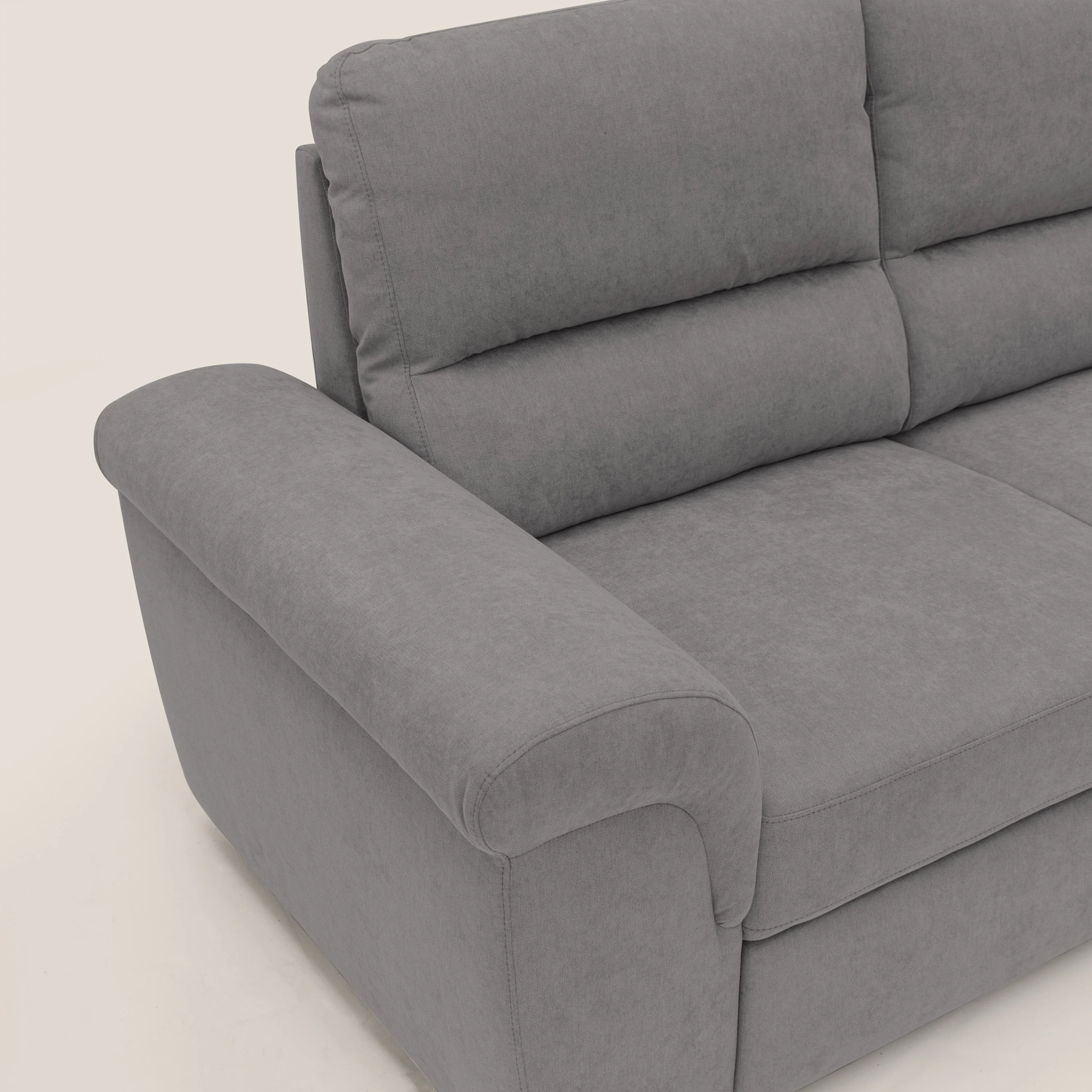 Minerva canapé linéaire avec pouf extractible en tissu doux imperméable T02 gris - Image 7