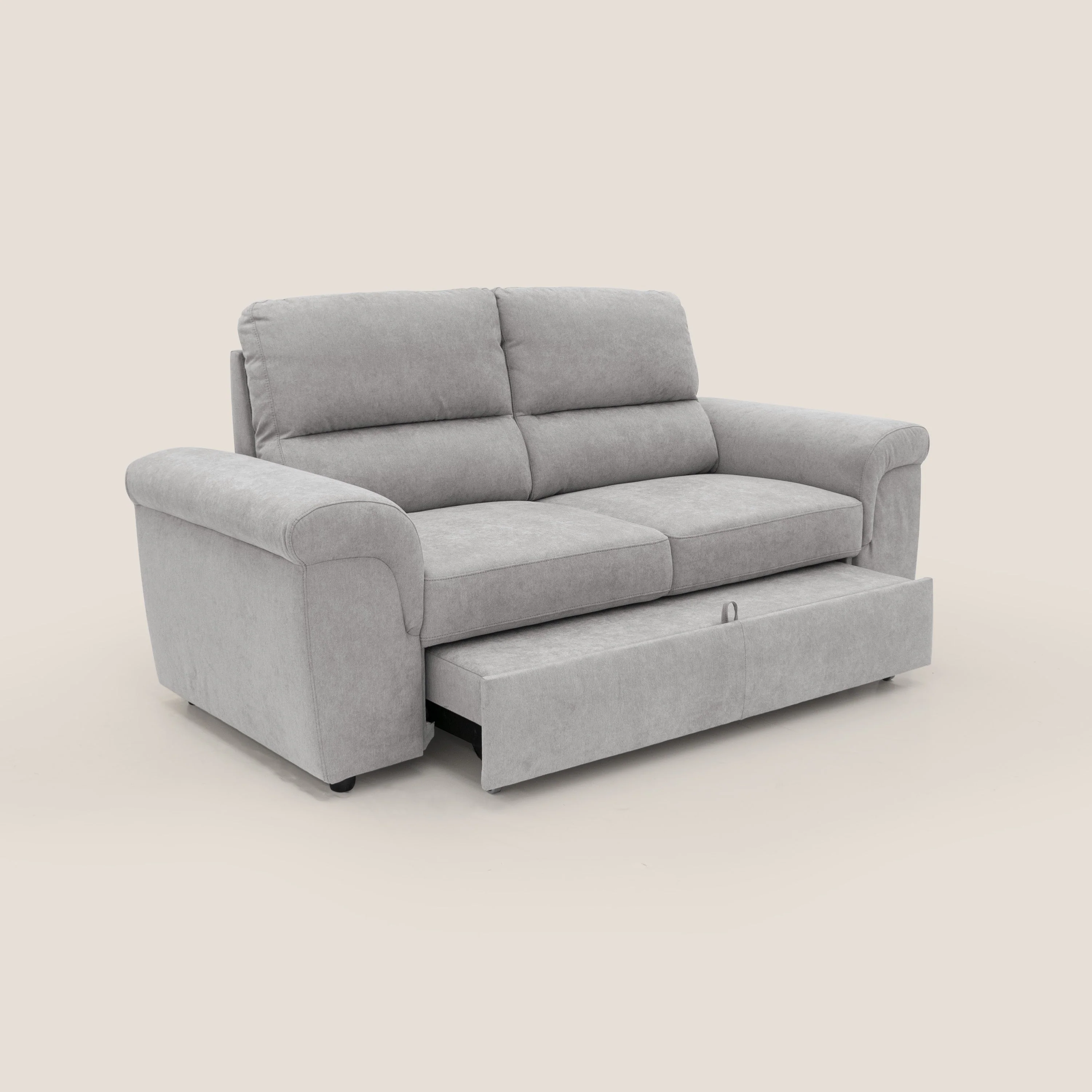 Minerva canapé linéaire avec pouf extractible en tissu doux imperméable T02 gris clair - Image 10