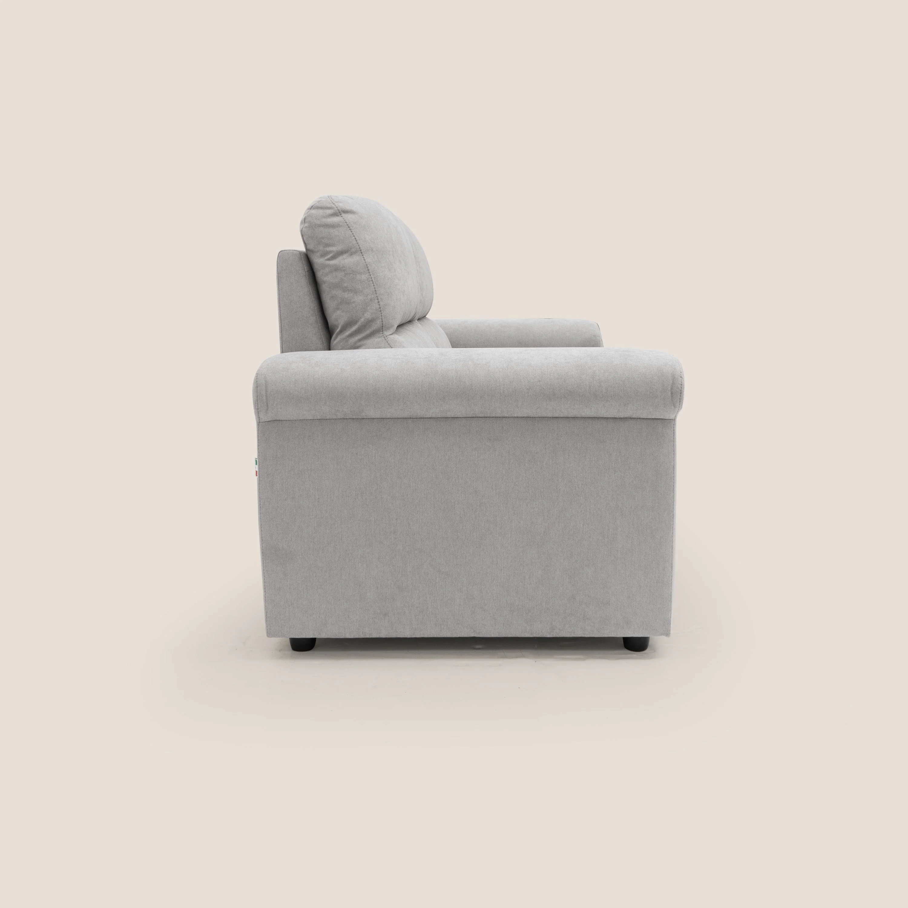 Minerva canapé linéaire avec pouf extractible en tissu doux imperméable T02 gris clair - Image 11