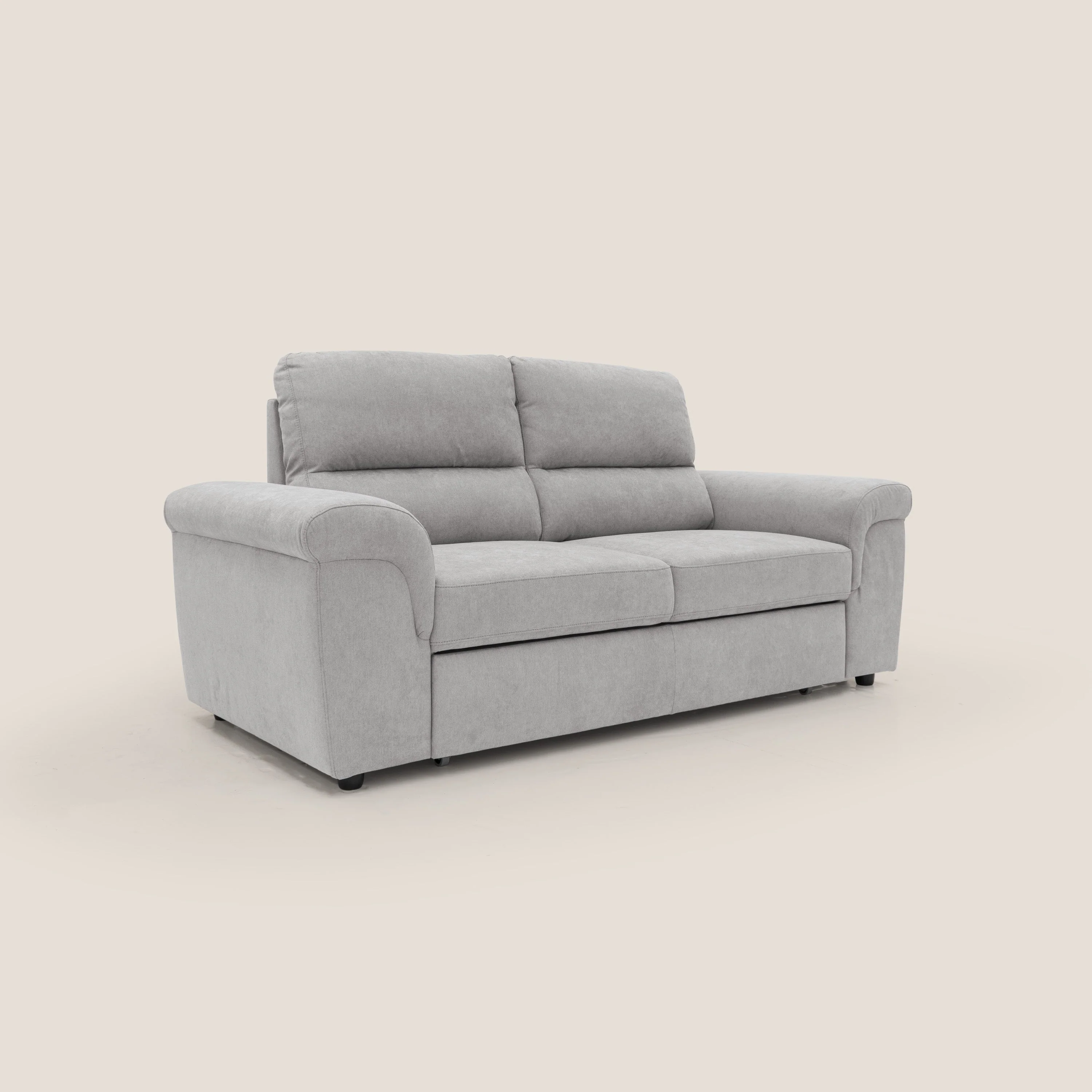 Minerva canapé linéaire avec pouf extractible en tissu doux imperméable T02 gris clair - Image 3