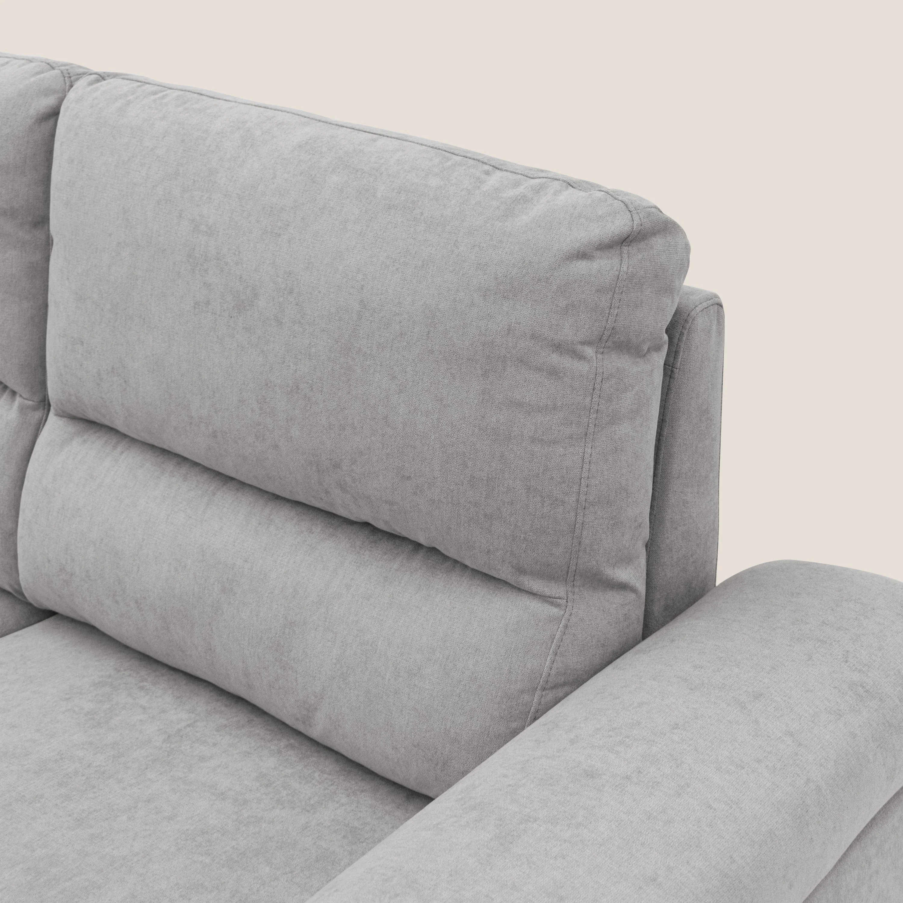 Minerva canapé linéaire avec pouf extractible en tissu doux imperméable T02 gris clair - Image 4