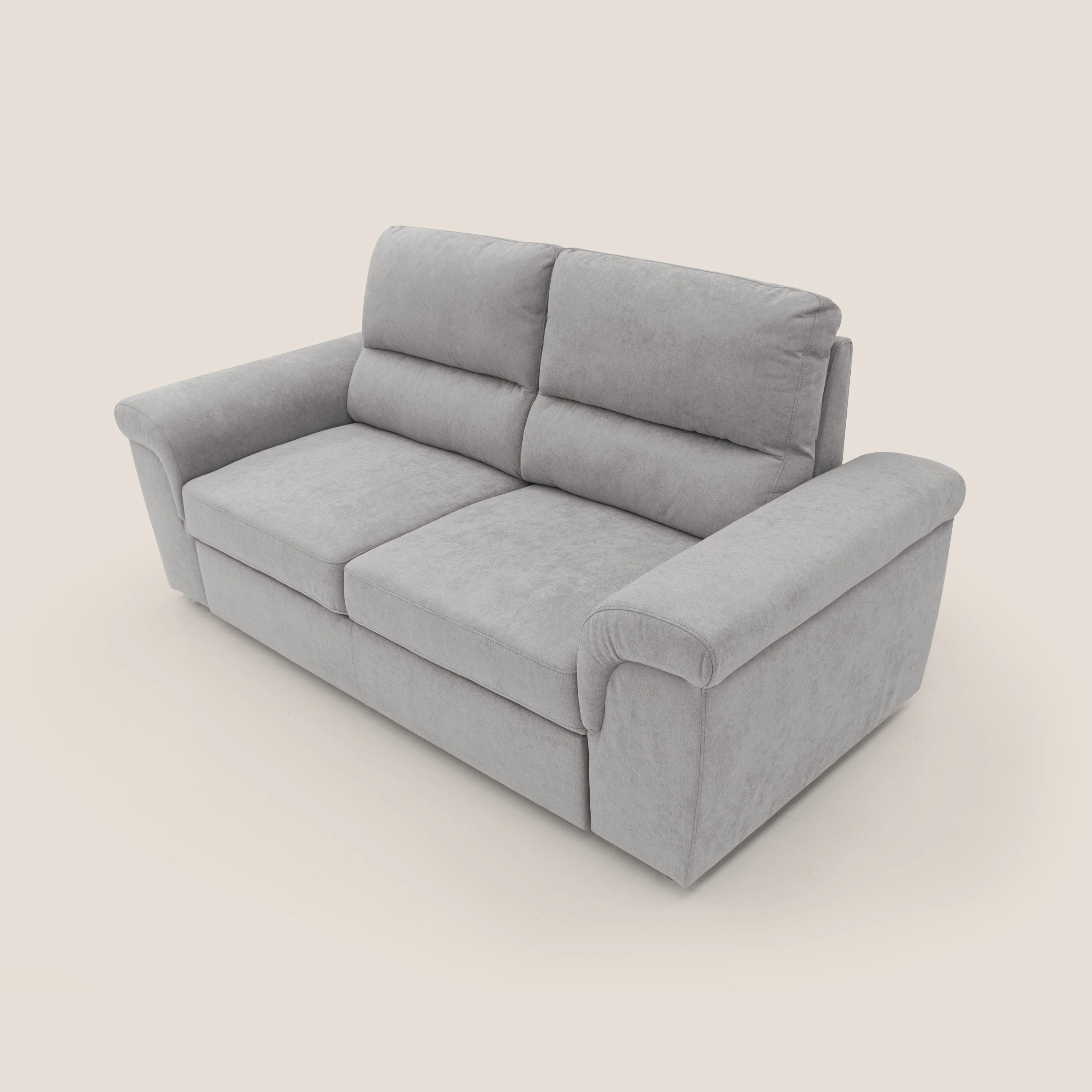 Minerva canapé linéaire avec pouf extractible en tissu doux imperméable T02 gris clair - Image 5