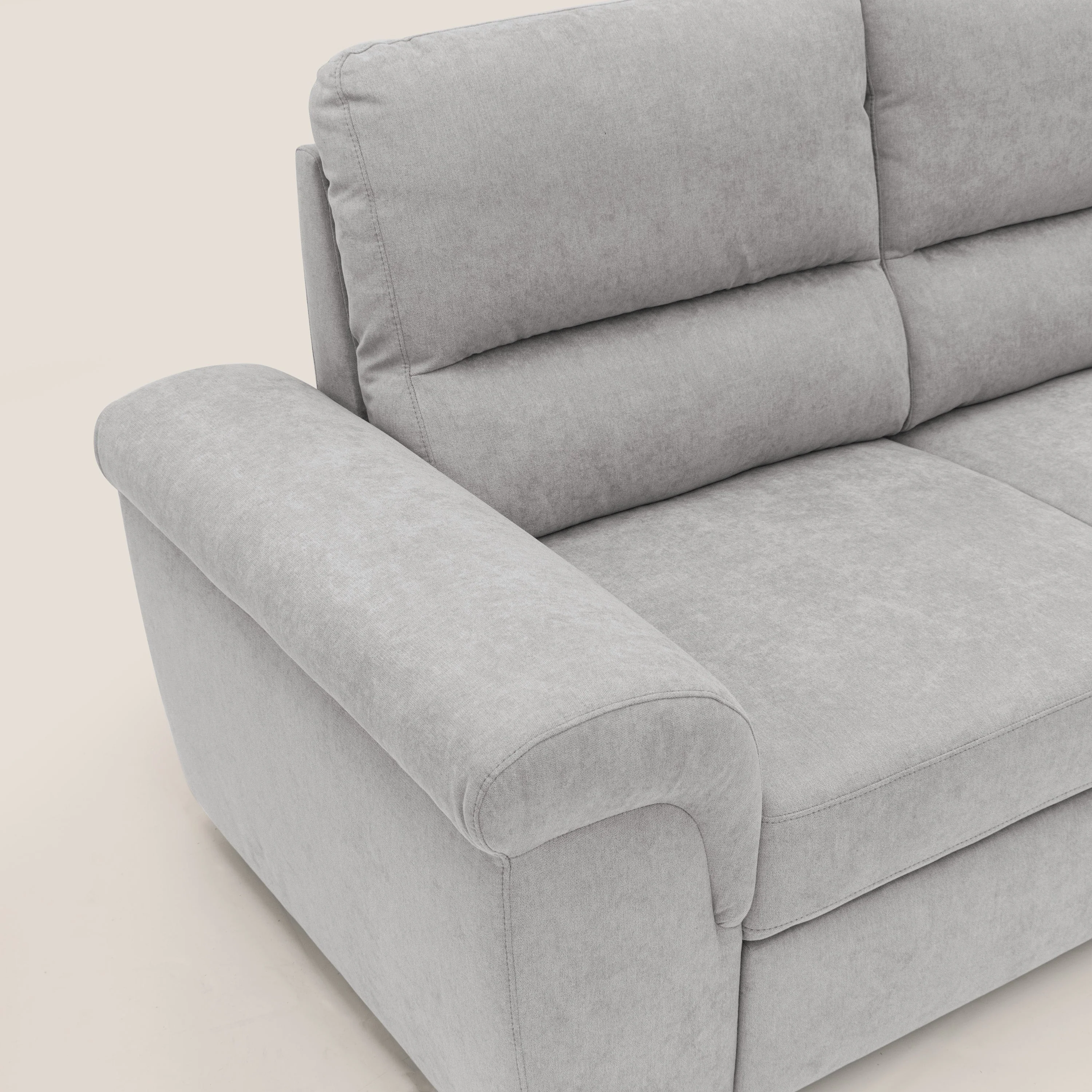 Minerva canapé linéaire avec pouf extractible en tissu doux imperméable T02 gris clair - Image 7