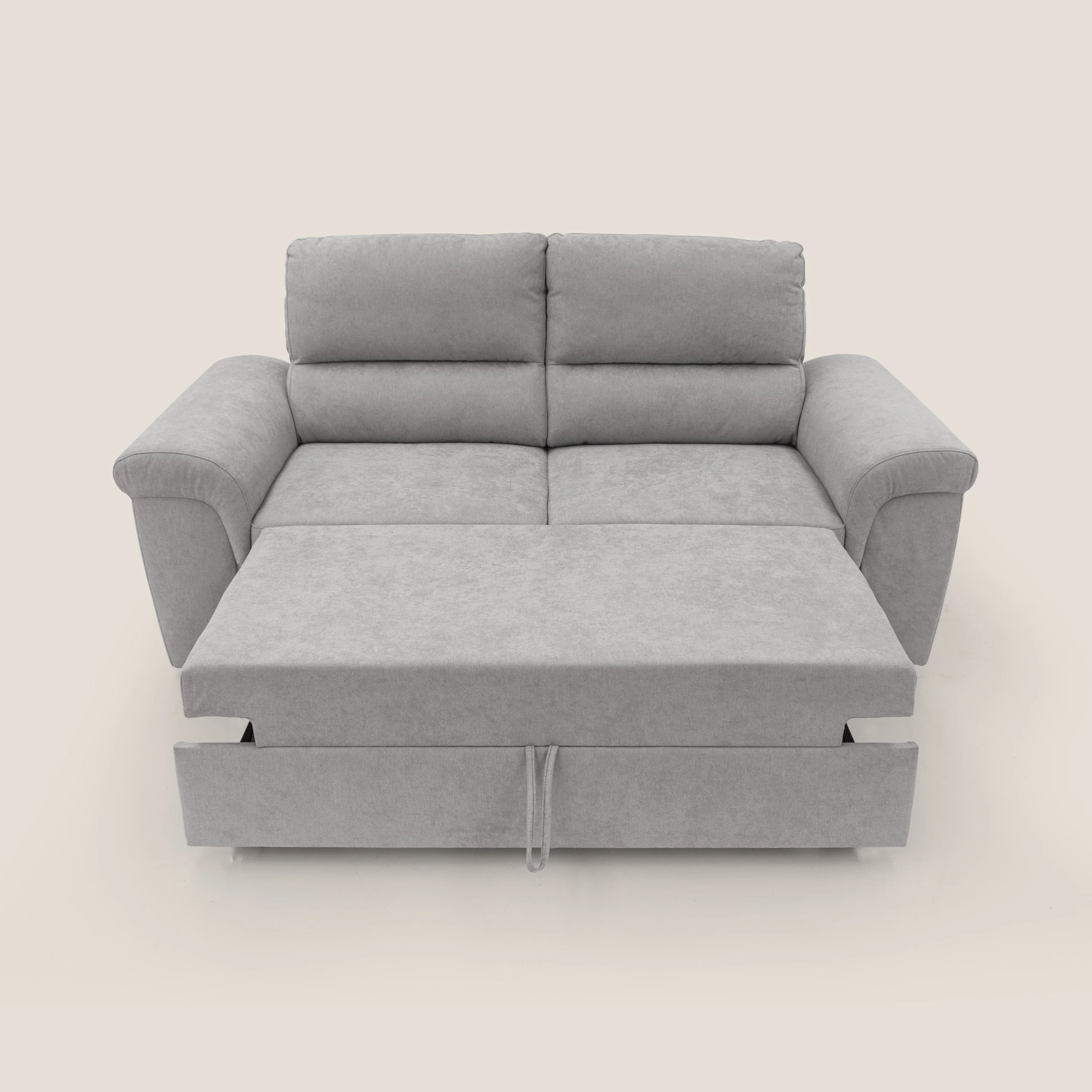 Minerva canapé linéaire avec pouf extractible en tissu doux imperméable T02 gris clair - Image 9