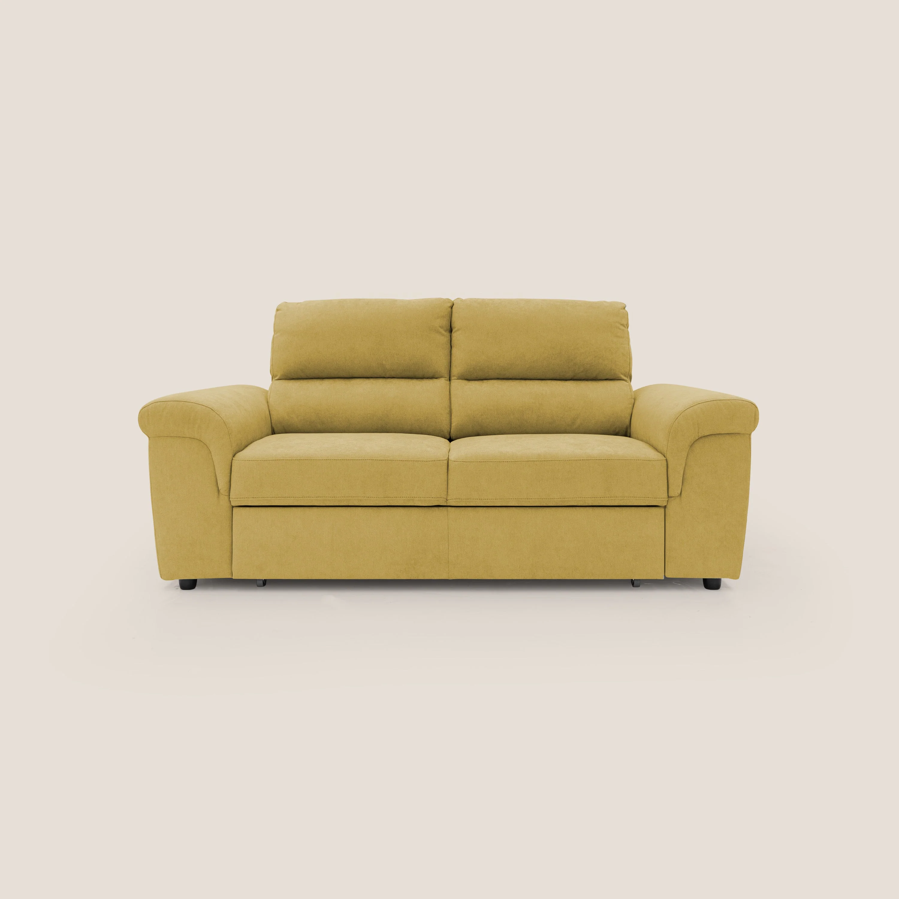 Minerva canapé linéaire avec pouf extractible en tissu doux imperméable T02 jaune