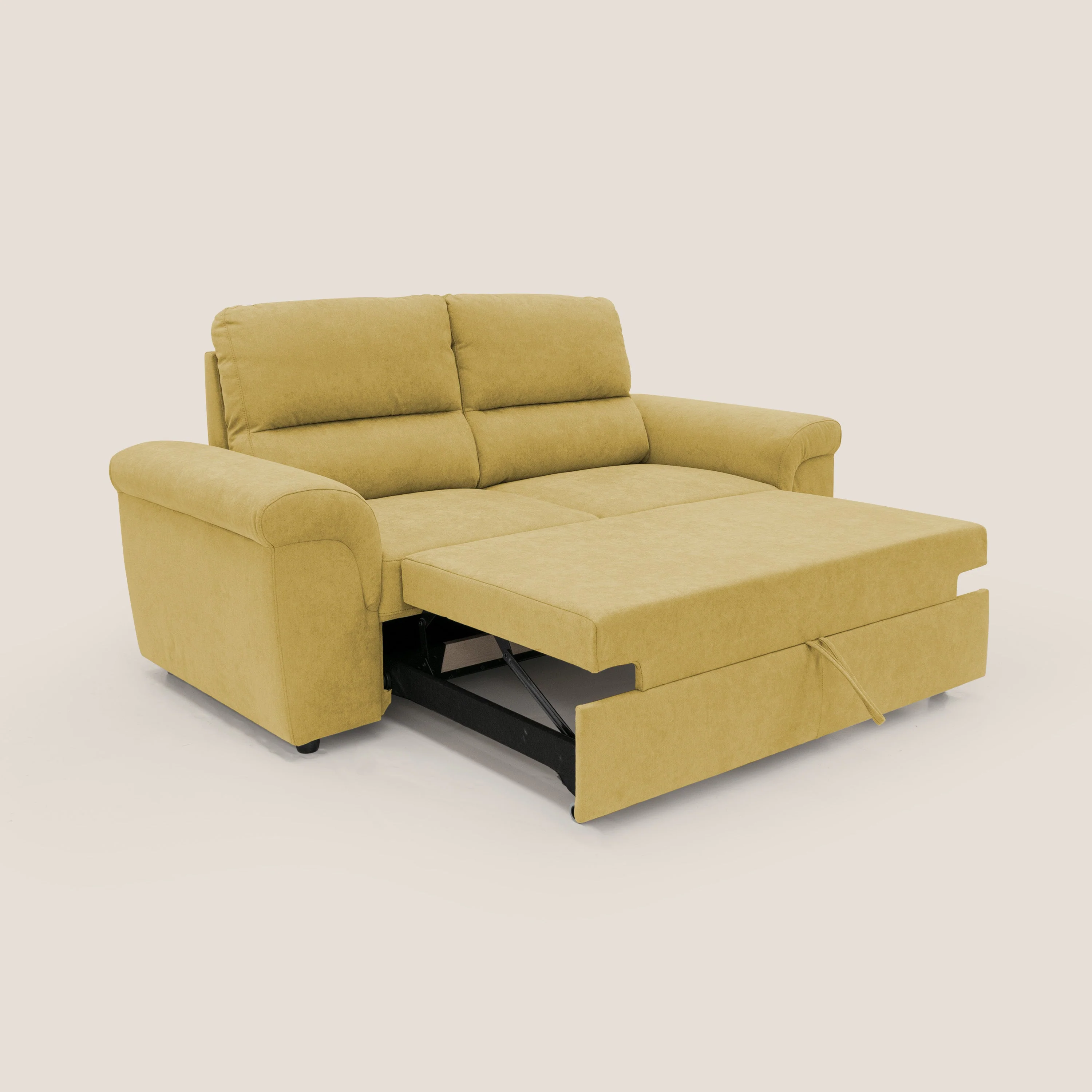 Minerva canapé linéaire avec pouf extractible en tissu doux imperméable T02 jaune - Image 2
