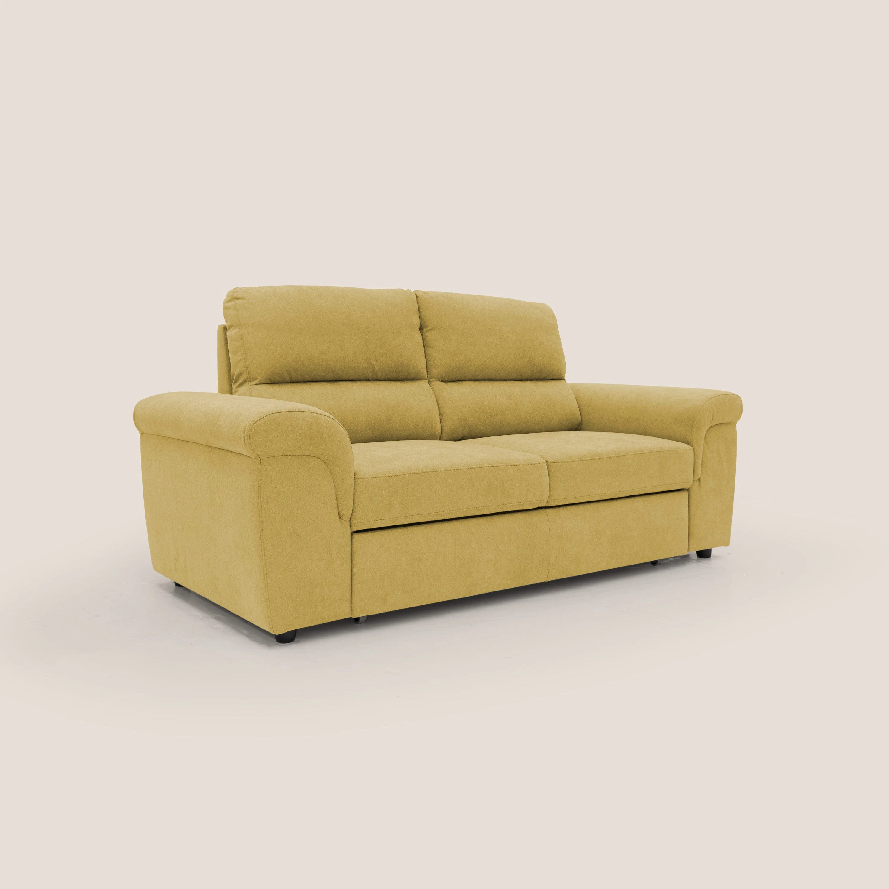 Minerva canapé linéaire avec pouf extractible en tissu doux imperméable T02 jaune - Image 3