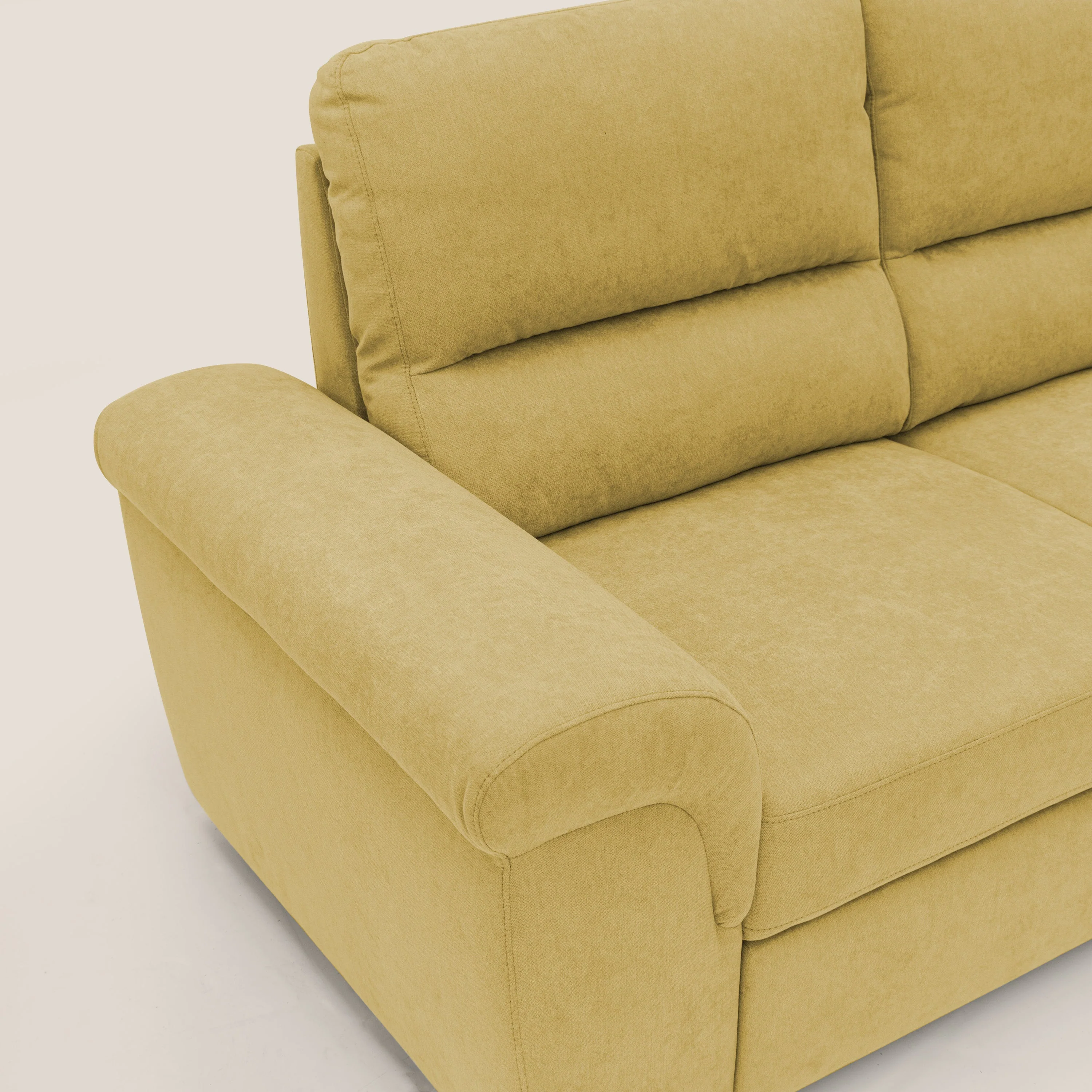 Minerva canapé linéaire avec pouf extractible en tissu doux imperméable T02 jaune - Image 7
