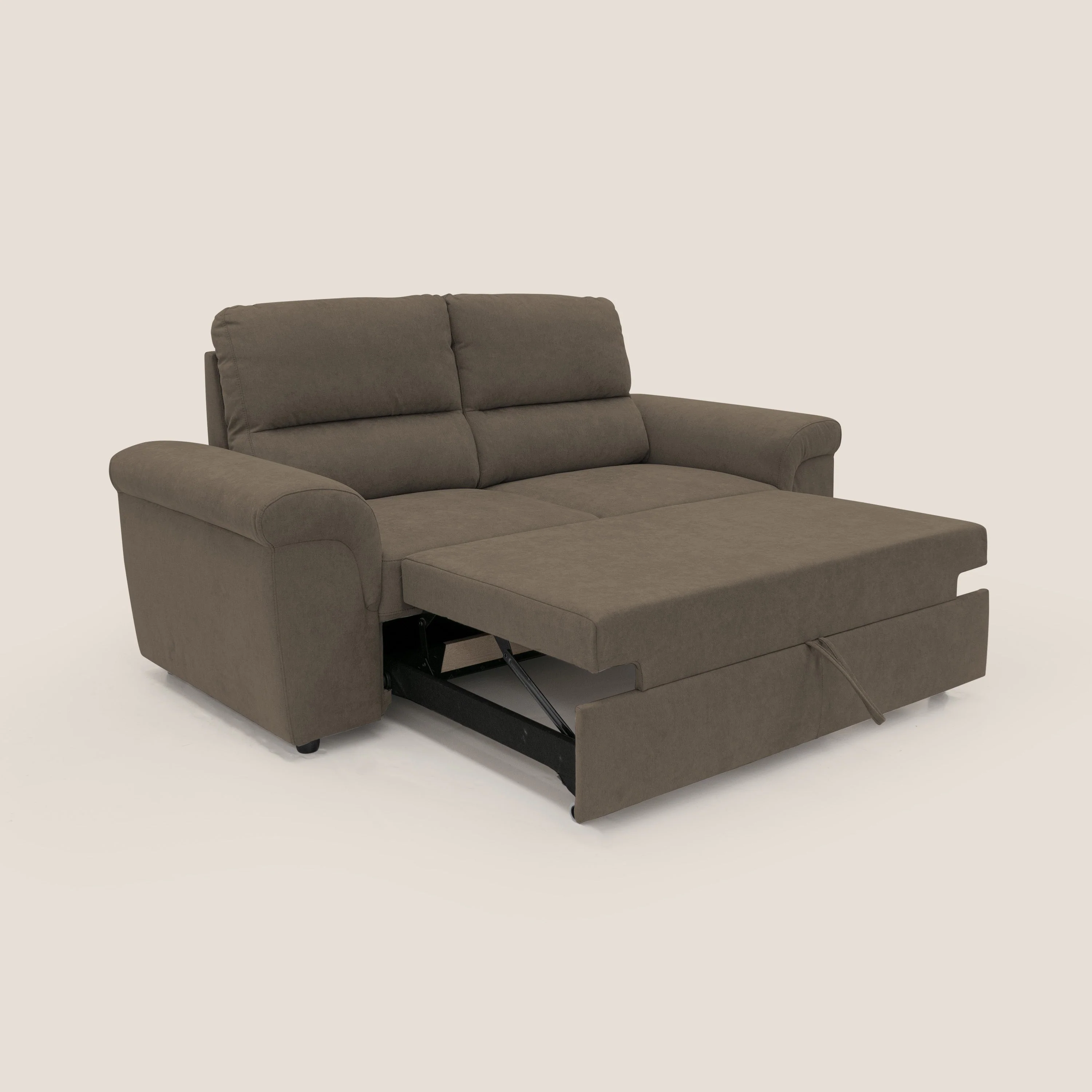 Minerva canapé linéaire avec pouf extractible en tissu doux imperméable T02 marron - Image 2