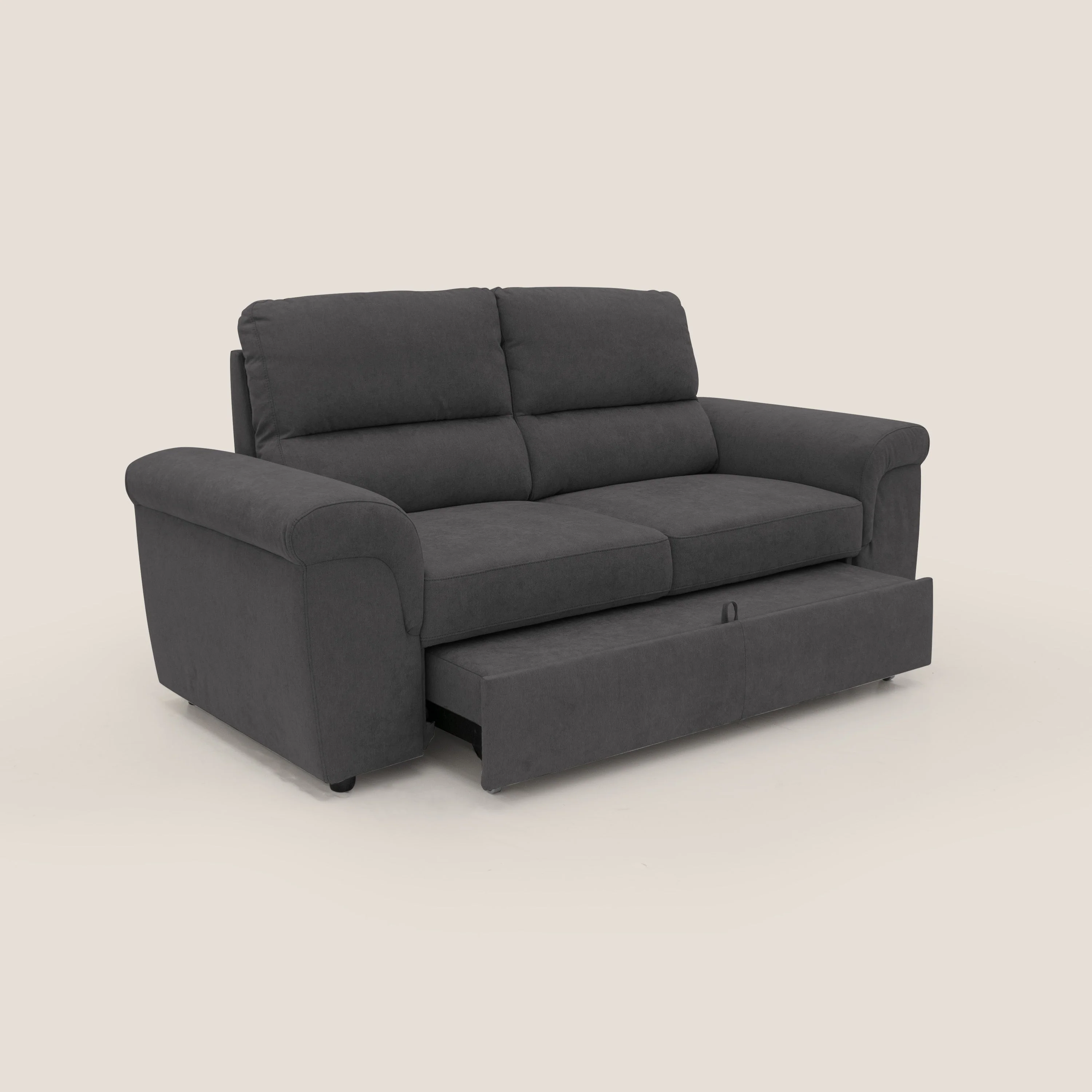 Minerva canapé linéaire avec pouf extractible en tissu doux imperméable T02 noir - Image 10