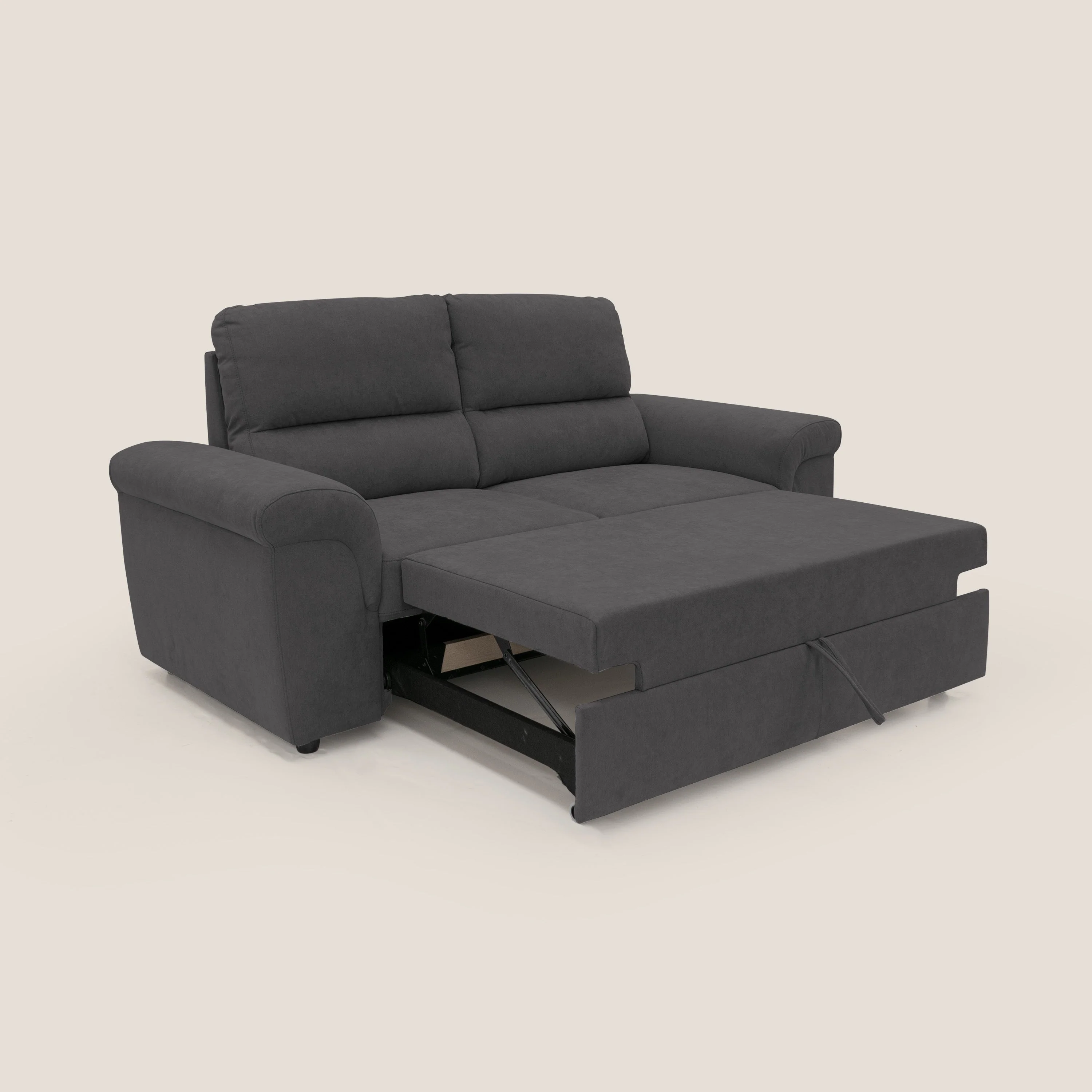 Minerva canapé linéaire avec pouf extractible en tissu doux imperméable T02 noir - Image 2
