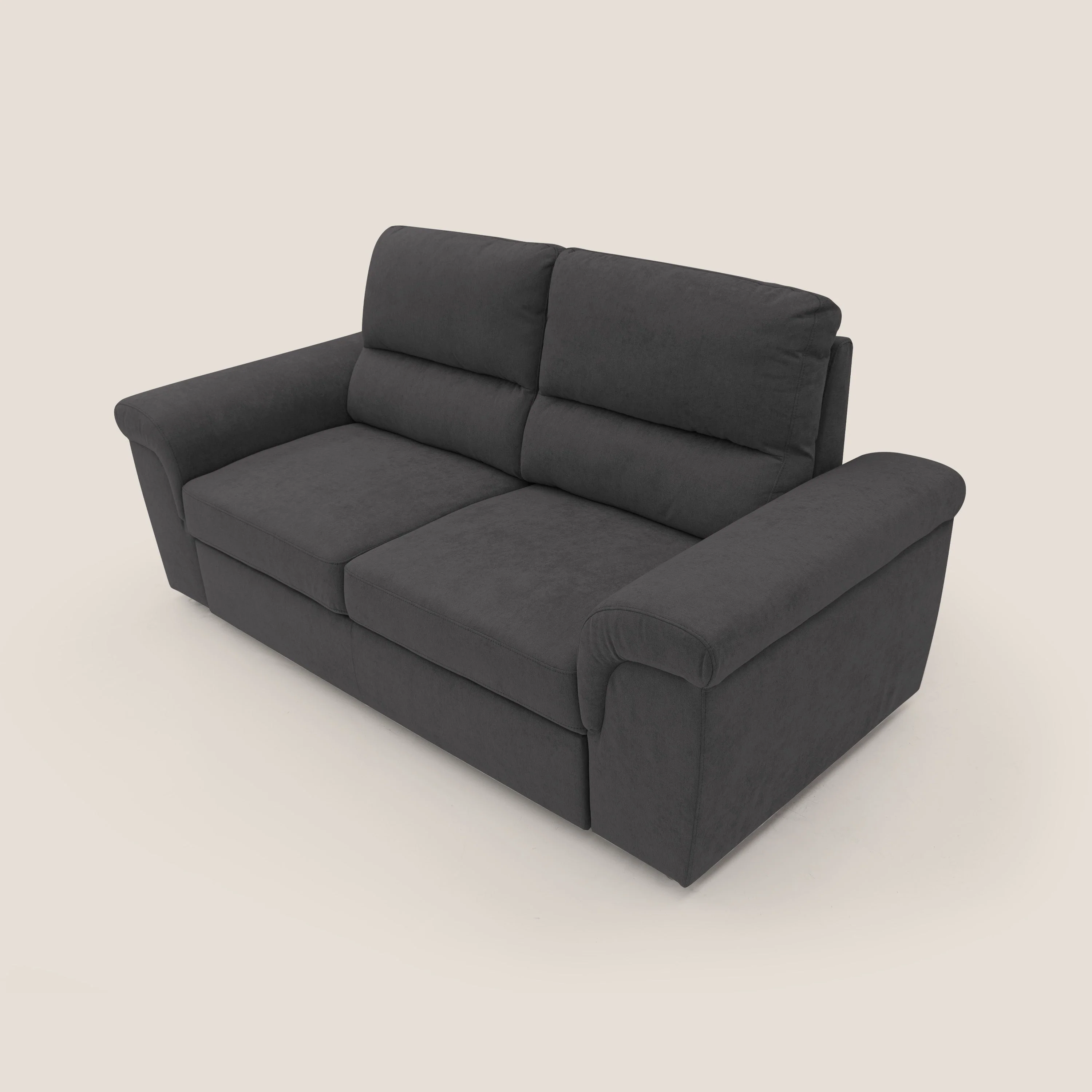Minerva canapé linéaire avec pouf extractible en tissu doux imperméable T02 noir - Image 5