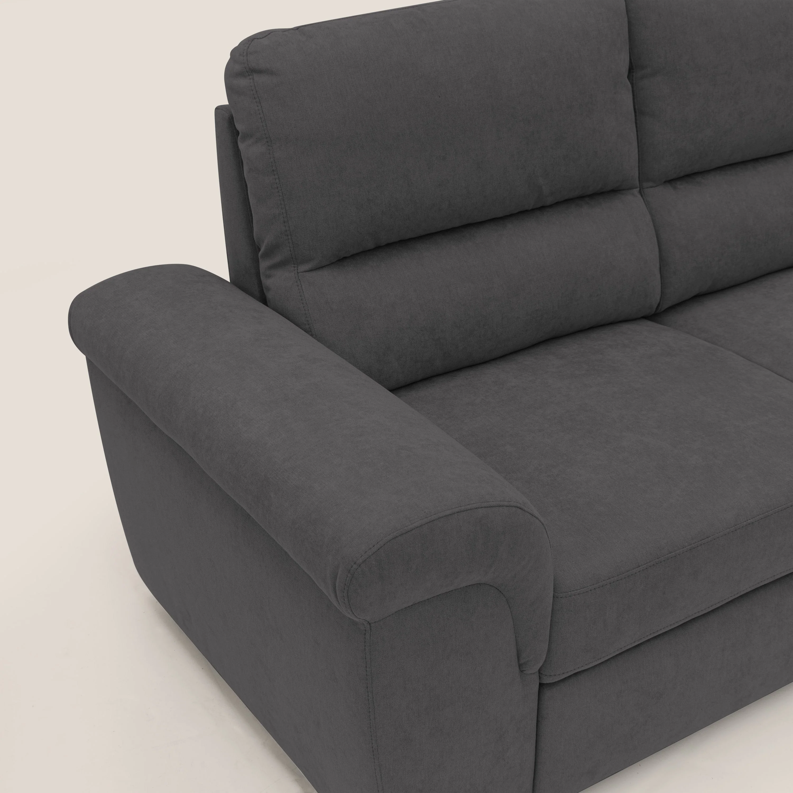Minerva canapé linéaire avec pouf extractible en tissu doux imperméable T02 noir - Image 7
