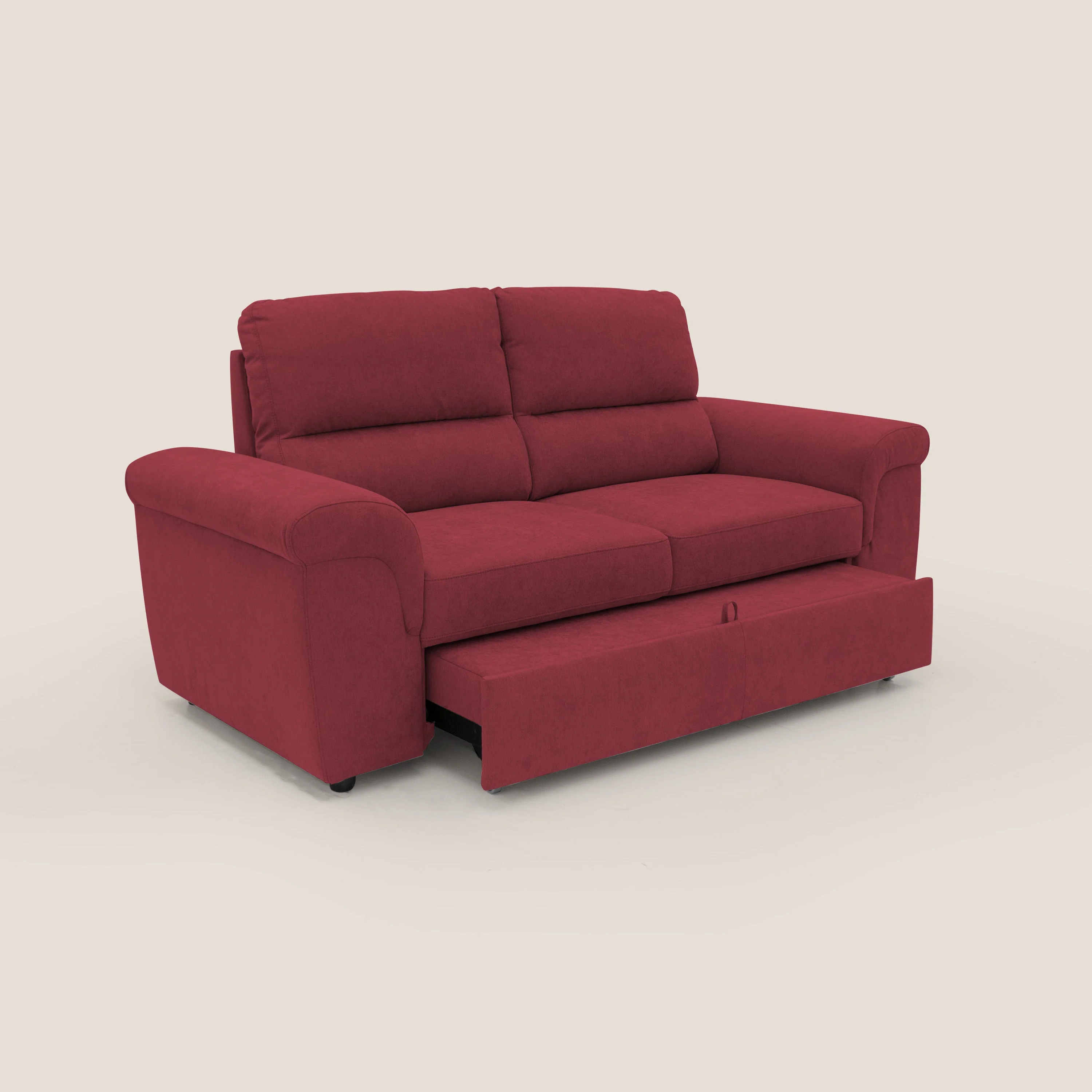 Minerva canapé linéaire avec pouf extractible en tissu doux imperméable T02 rouge - Image 10