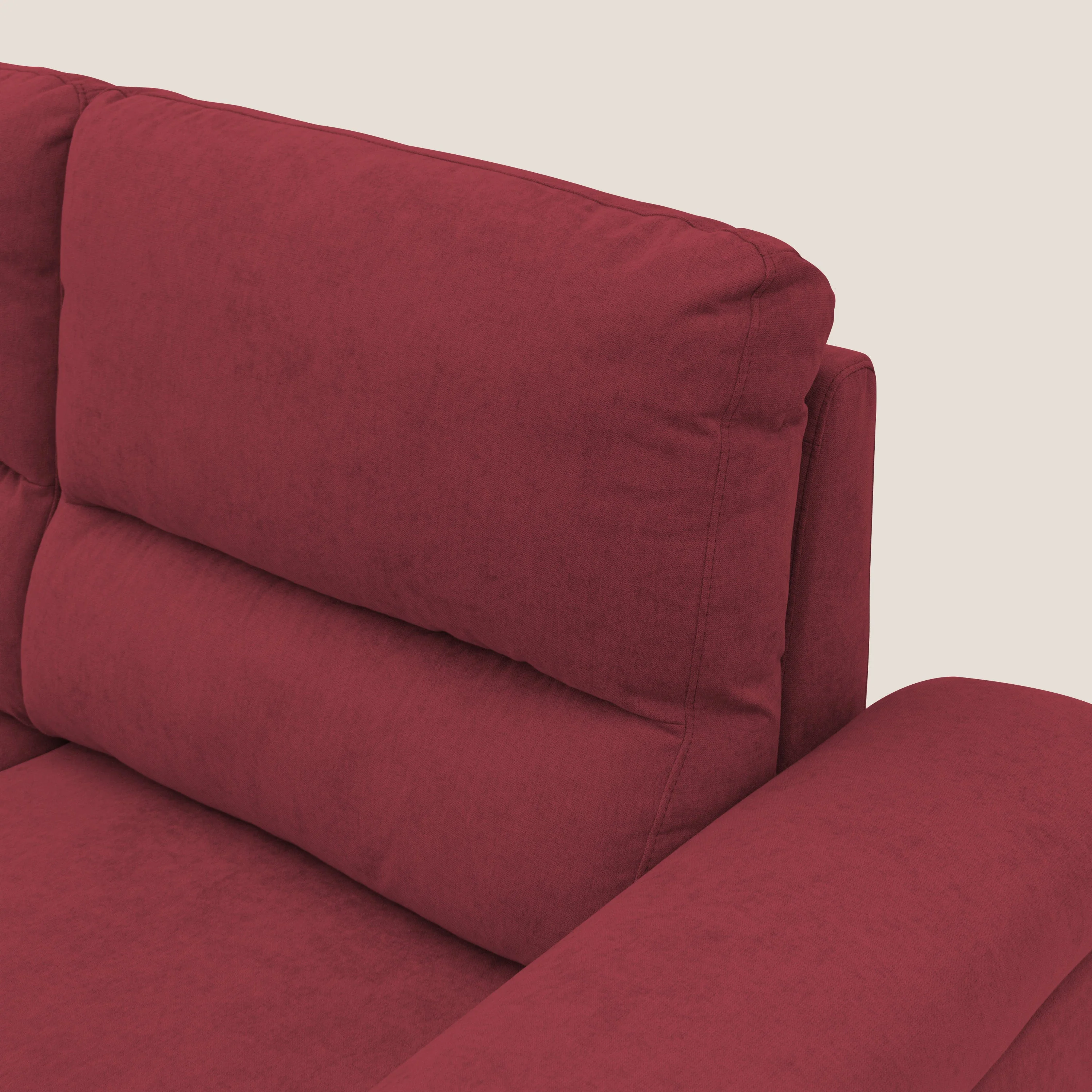 Minerva canapé linéaire avec pouf extractible en tissu doux imperméable T02 rouge - Image 4