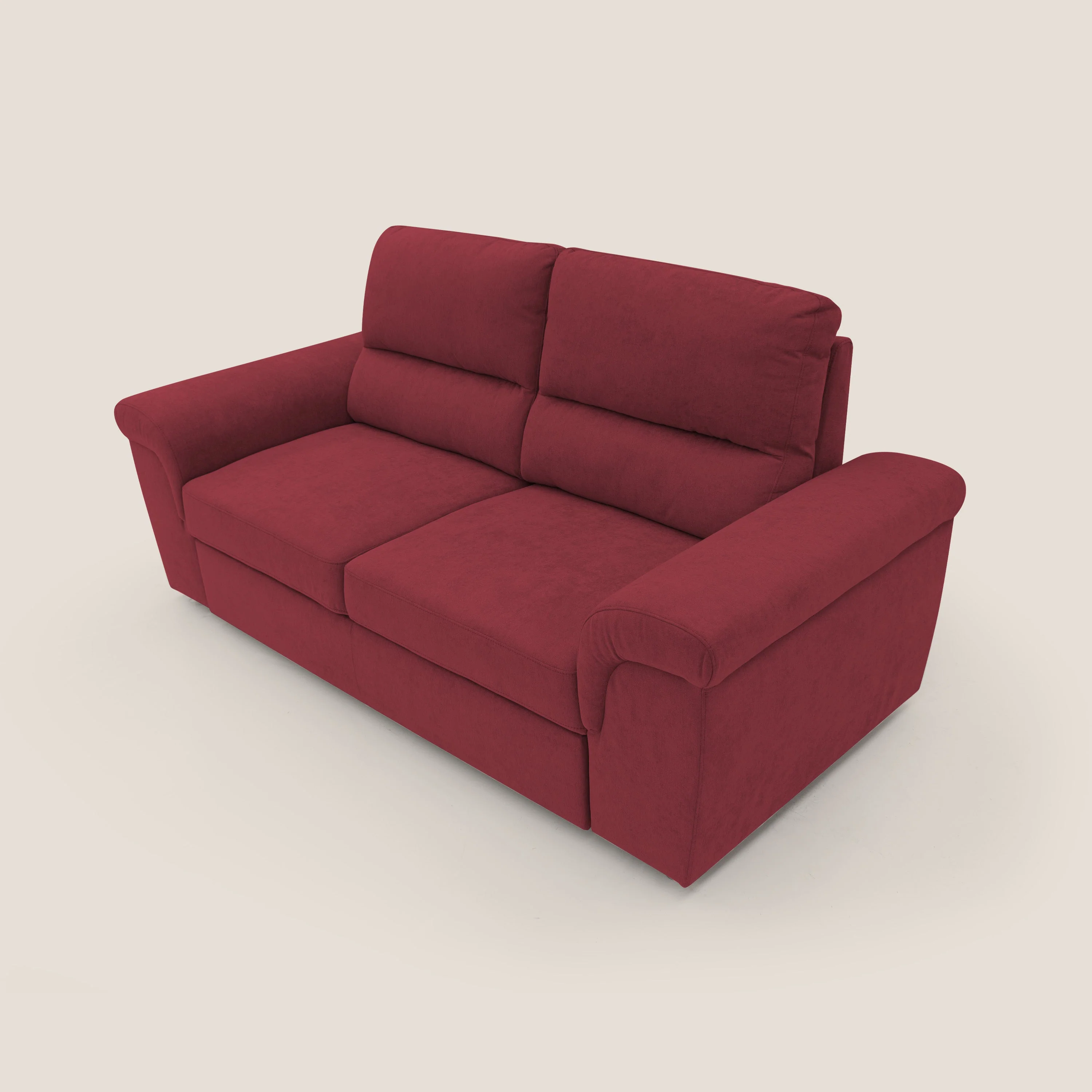 Minerva canapé linéaire avec pouf extractible en tissu doux imperméable T02 rouge - Image 5