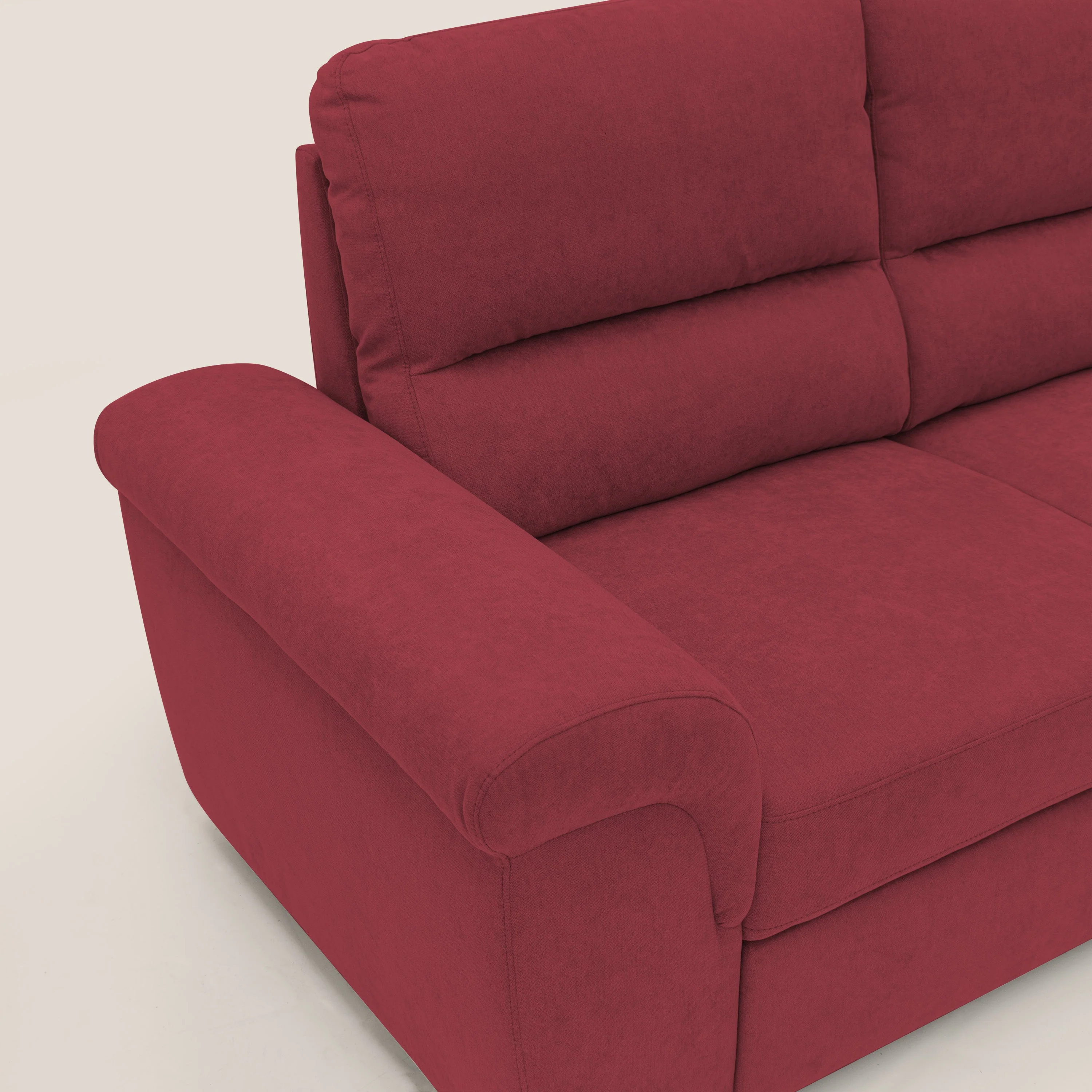 Minerva canapé linéaire avec pouf extractible en tissu doux imperméable T02 rouge - Image 7