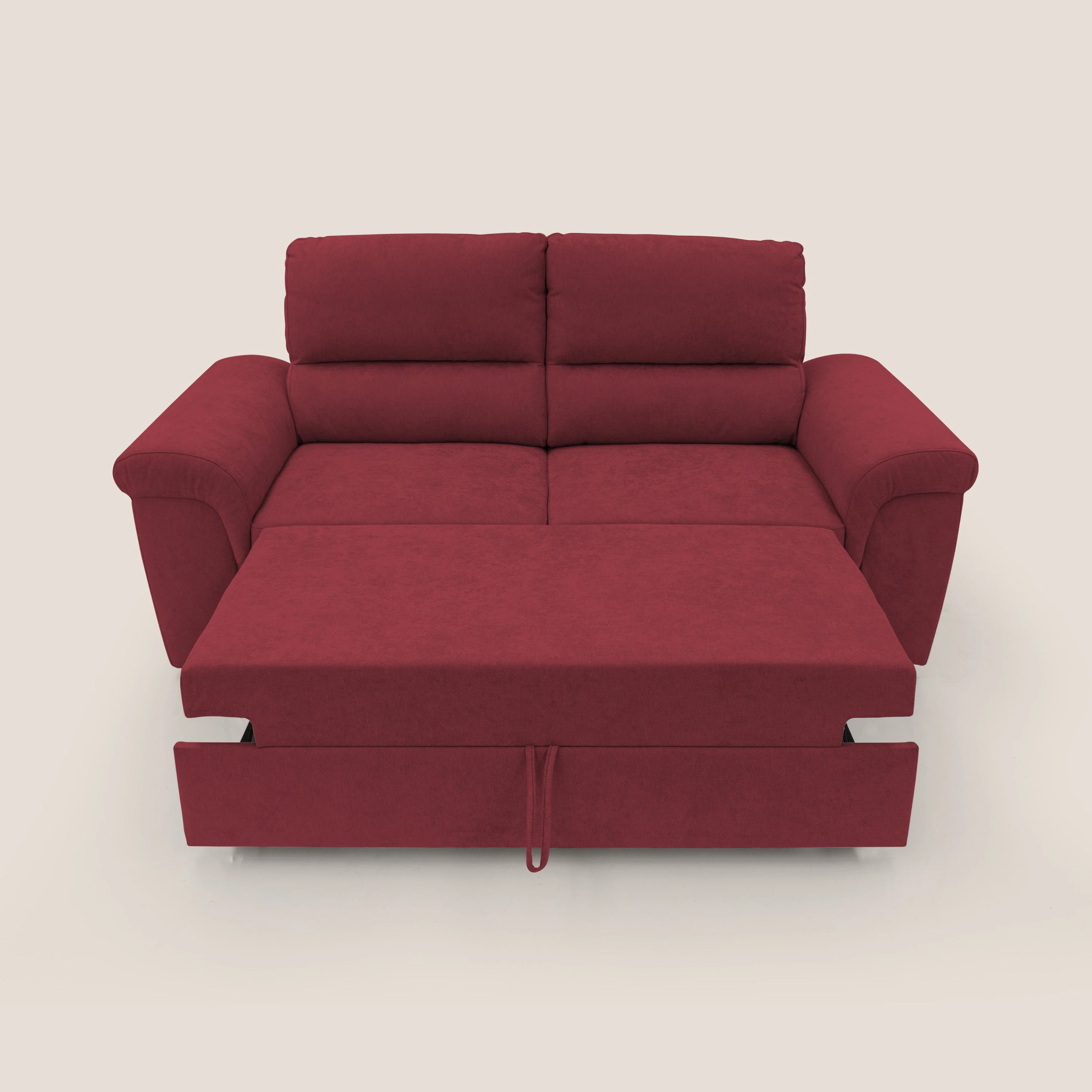 Minerva canapé linéaire avec pouf extractible en tissu doux imperméable T02 rouge - Image 9