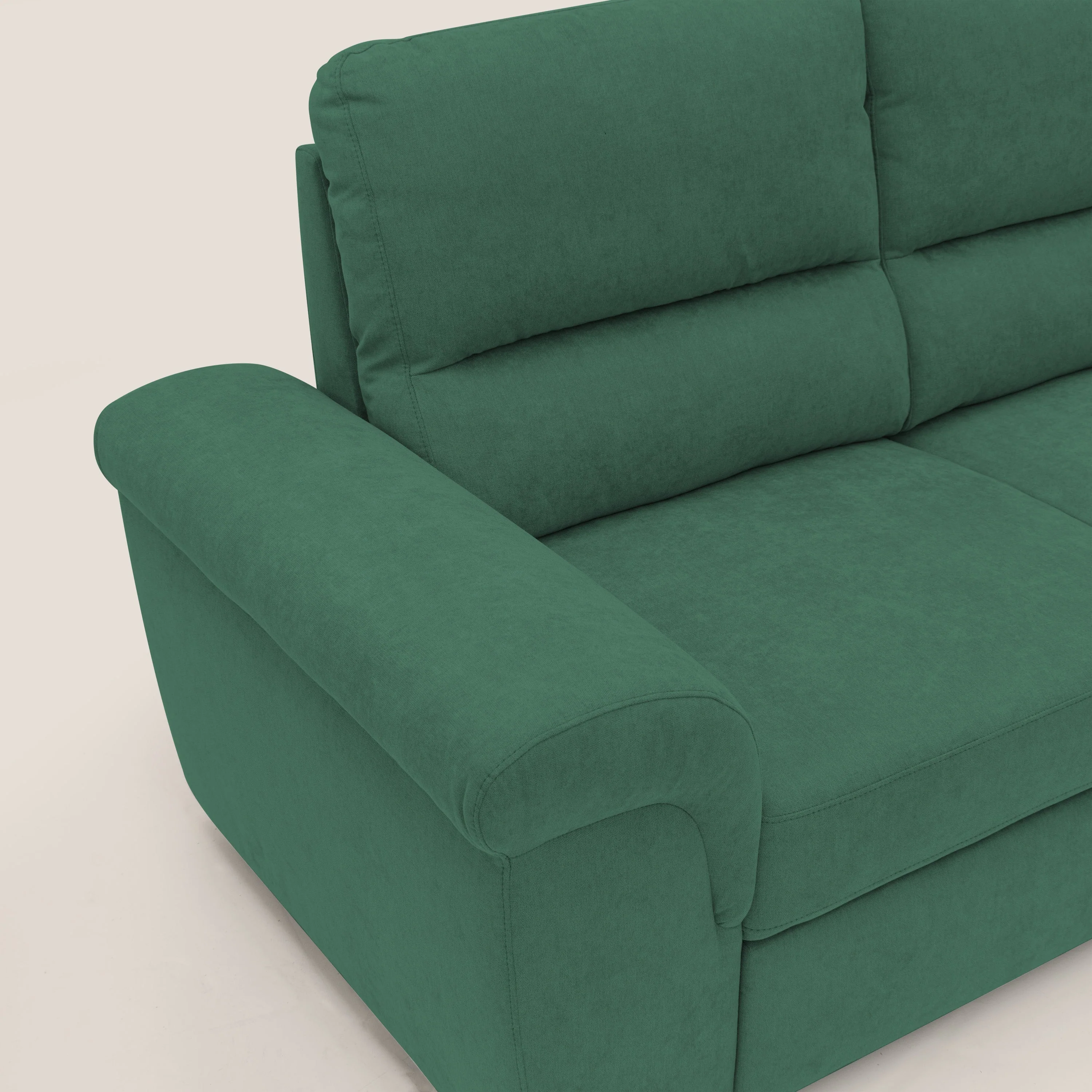 Minerva canapé linéaire avec pouf extractible en tissu doux imperméable T02 vert - Image 9