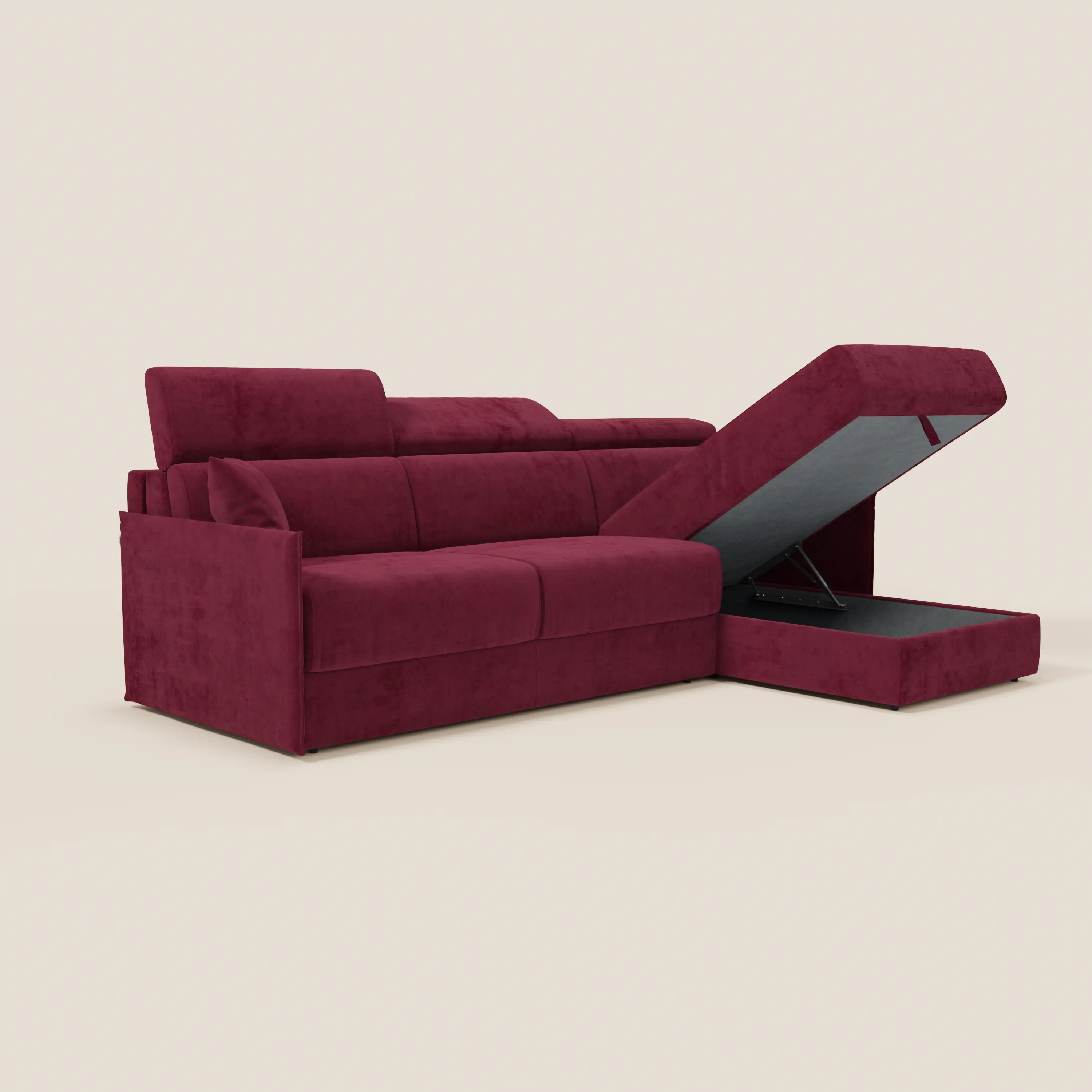 Miryam canapé convertible d'angle compact - têtières inclinables et méridienne coffre en tissu détachable T31 - Image 10