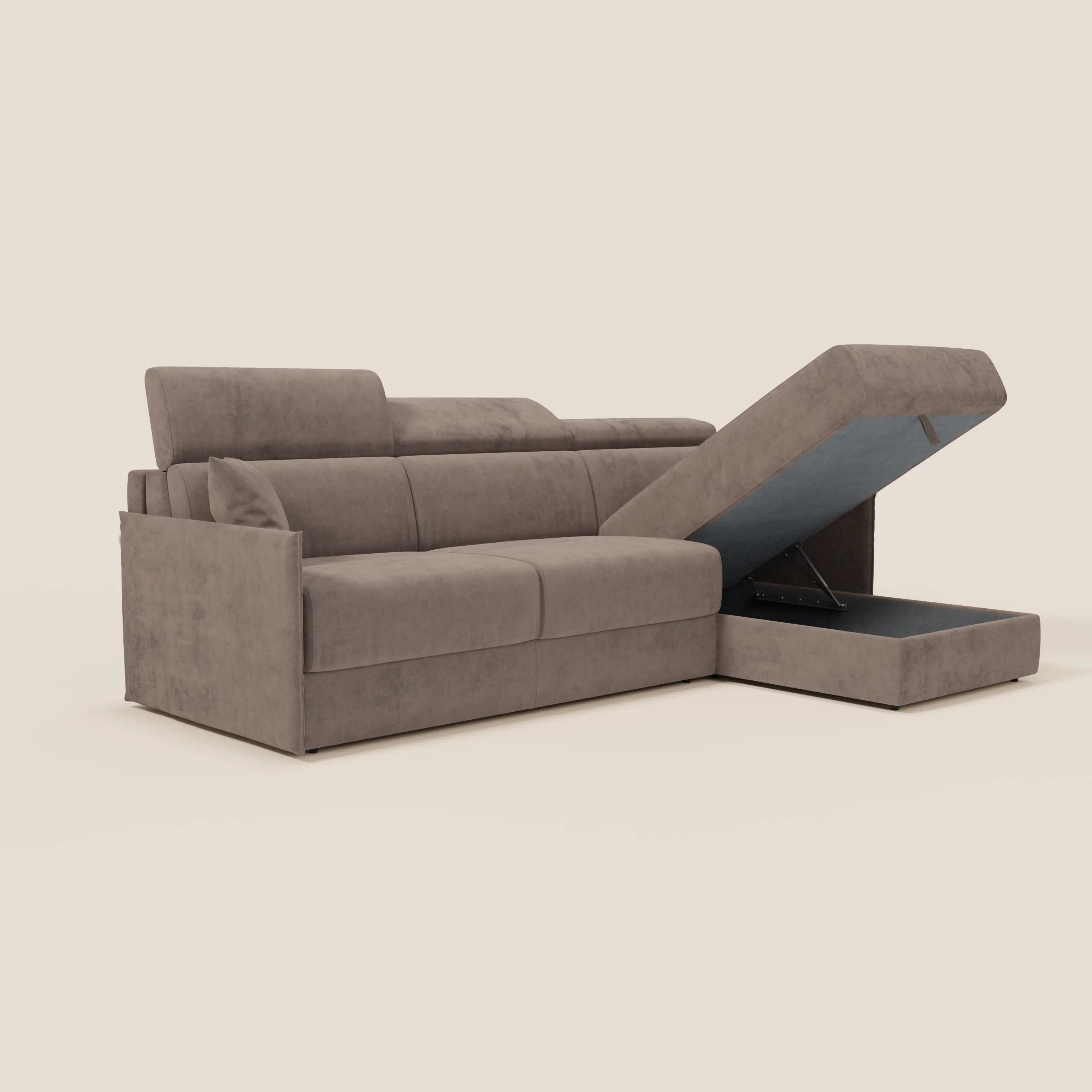 Miryam canapé convertible d'angle compact - têtières inclinables et méridienne coffre en tissu détachable T31 - Image 105