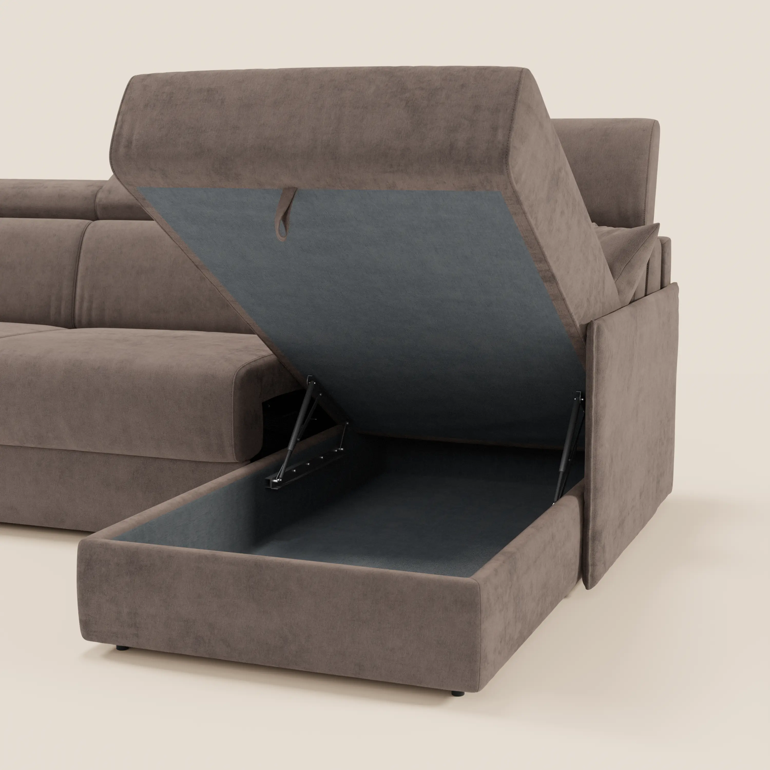 Miryam canapé convertible d'angle compact - têtières inclinables et méridienne coffre en tissu détachable T31 - Image 107