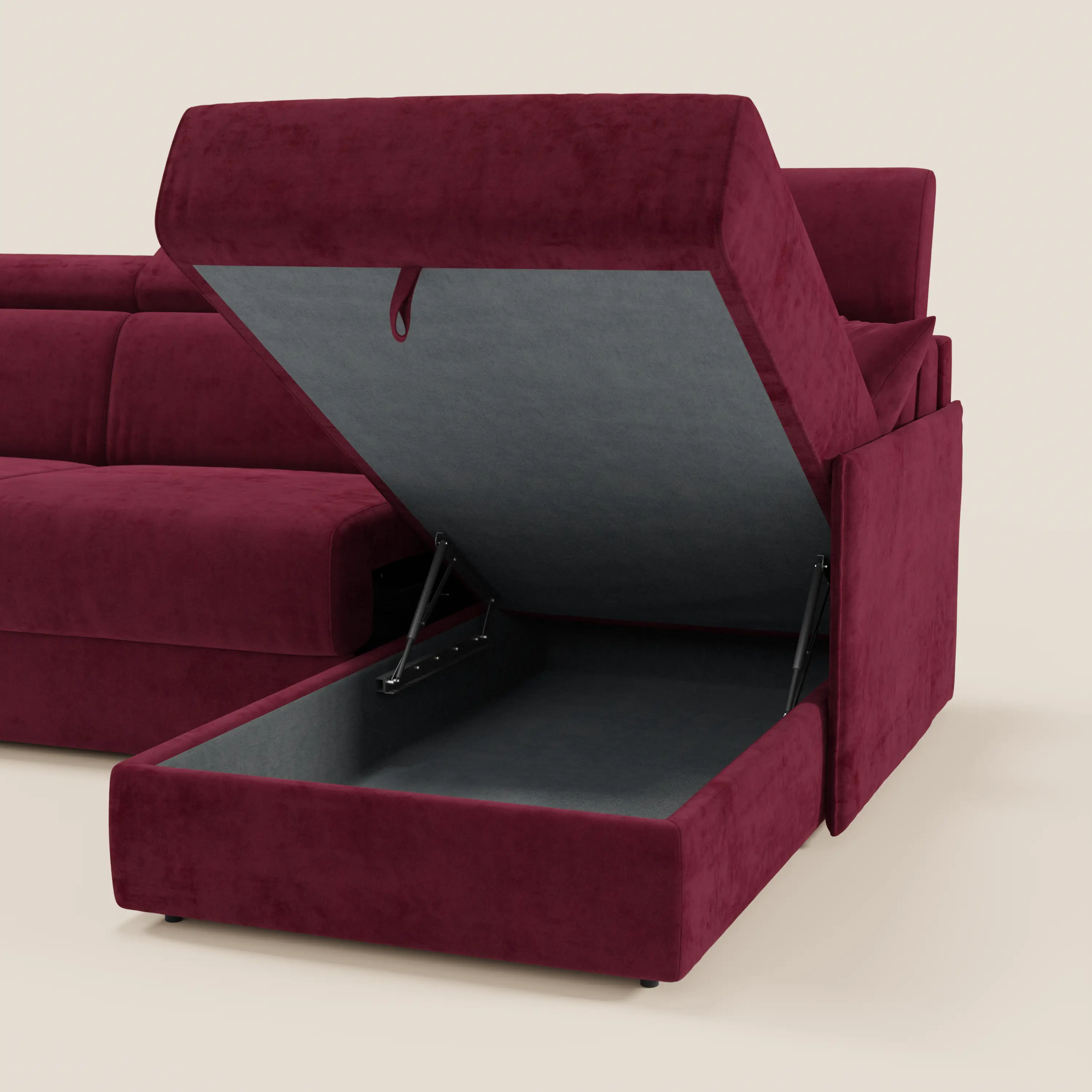 Miryam canapé convertible d'angle compact - têtières inclinables et méridienne coffre en tissu détachable T31 - Image 12