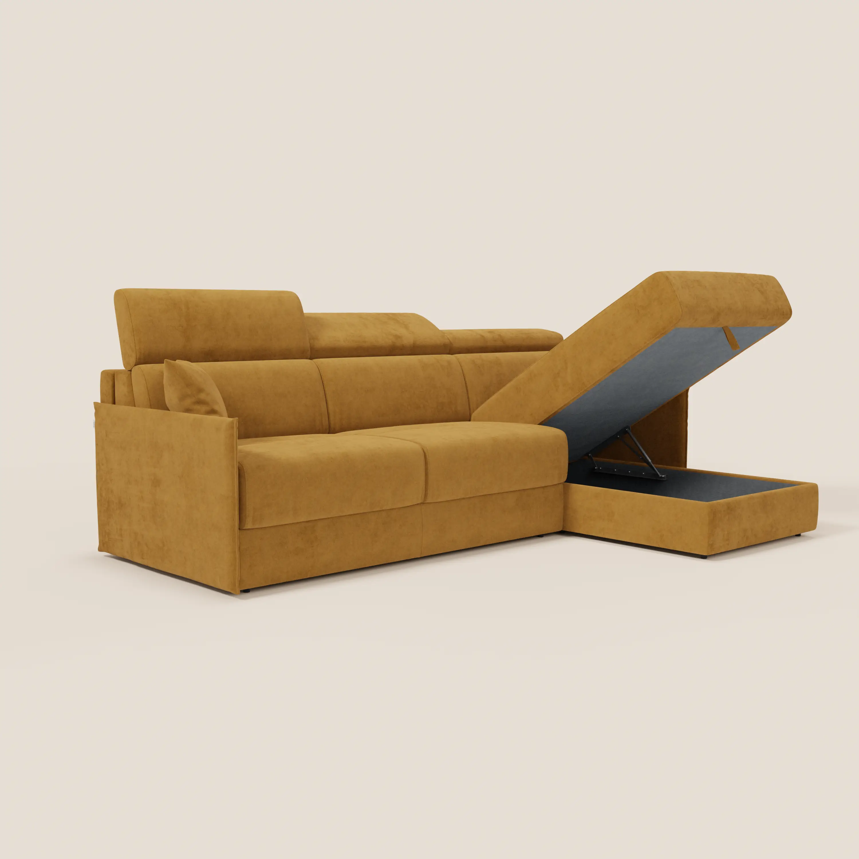 Miryam canapé convertible d'angle compact - têtières inclinables et méridienne coffre en tissu détachable T31 - Image 121