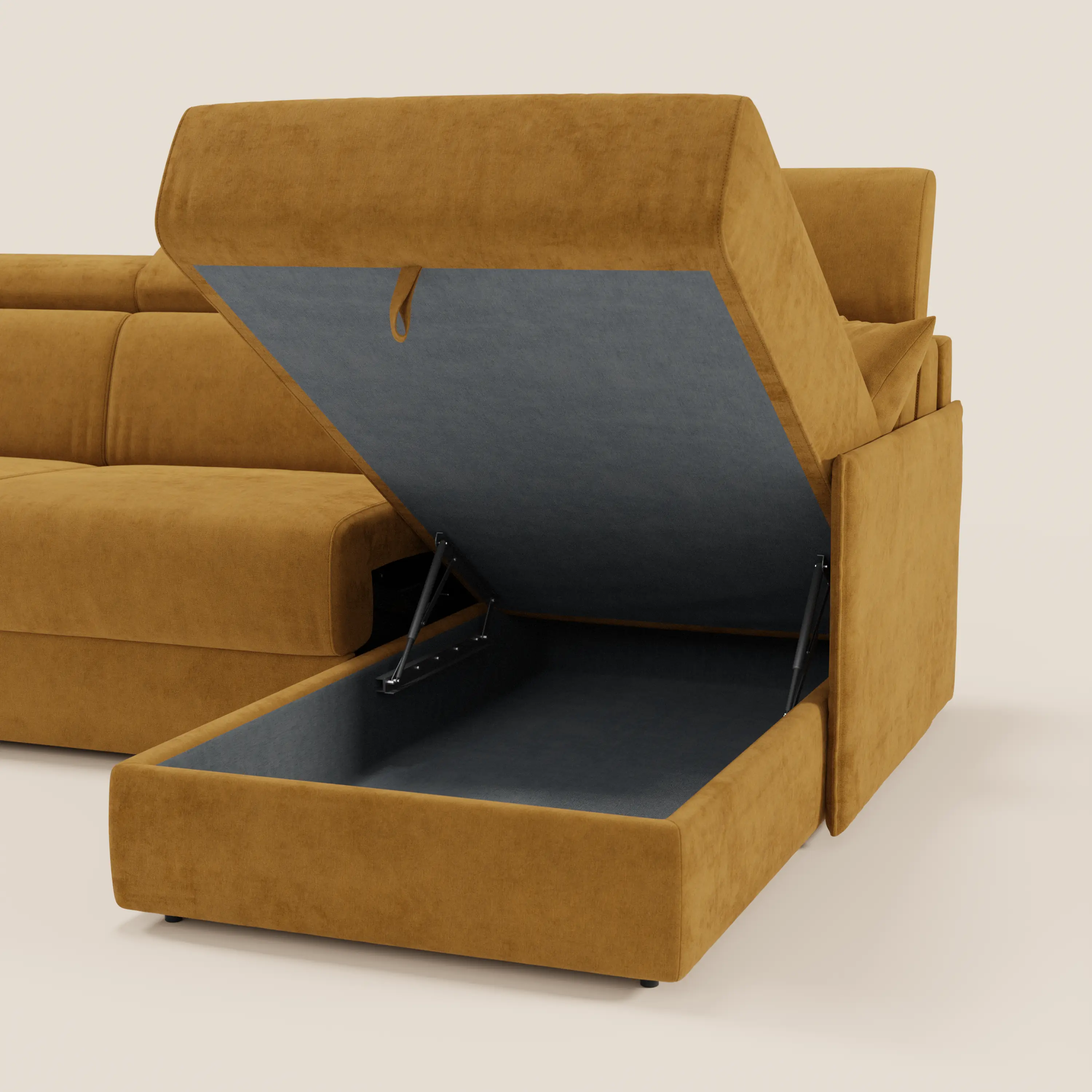 Miryam canapé convertible d'angle compact - têtières inclinables et méridienne coffre en tissu détachable T31 - Image 123