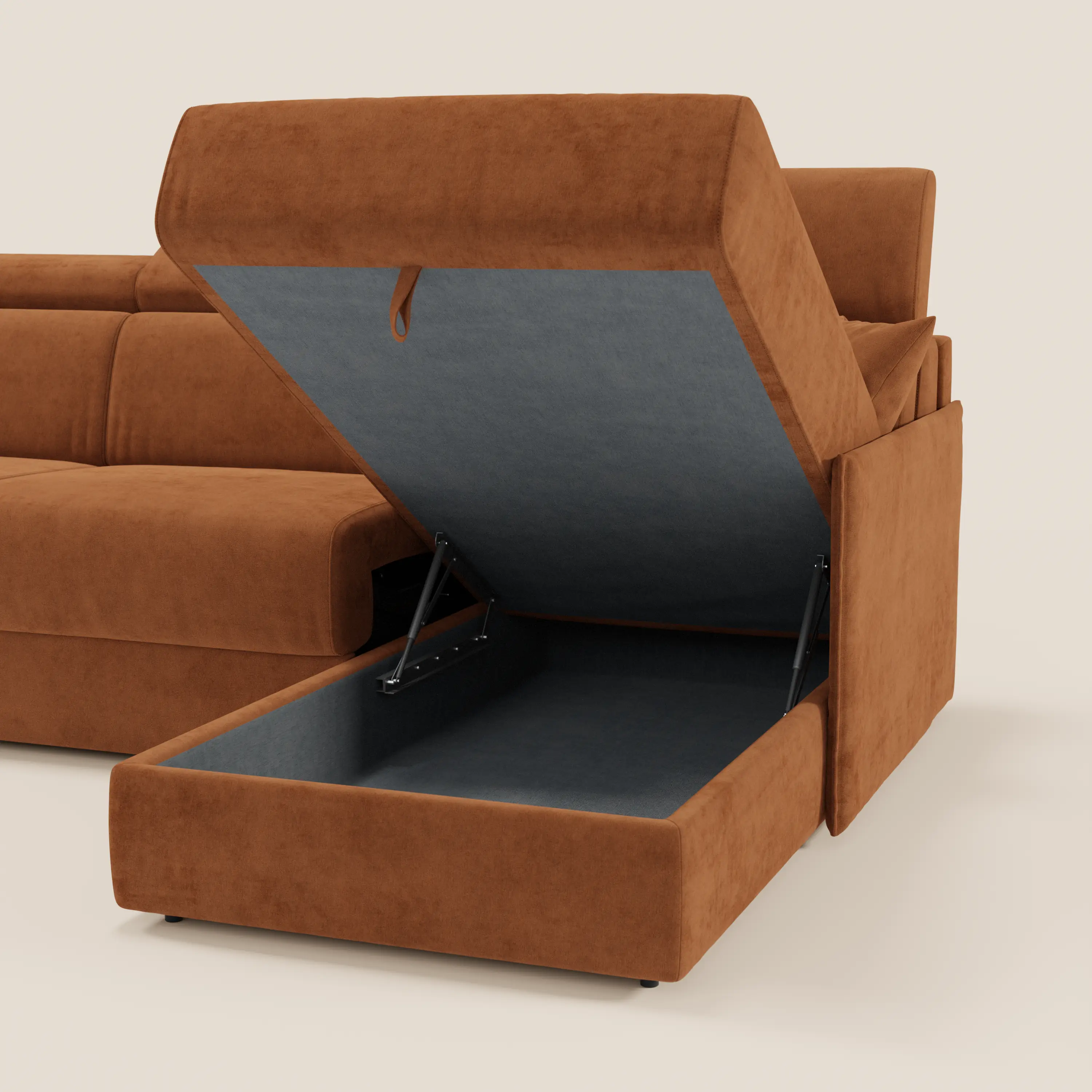 Miryam canapé convertible d'angle compact - têtières inclinables et méridienne coffre en tissu détachable T31 - Image 139
