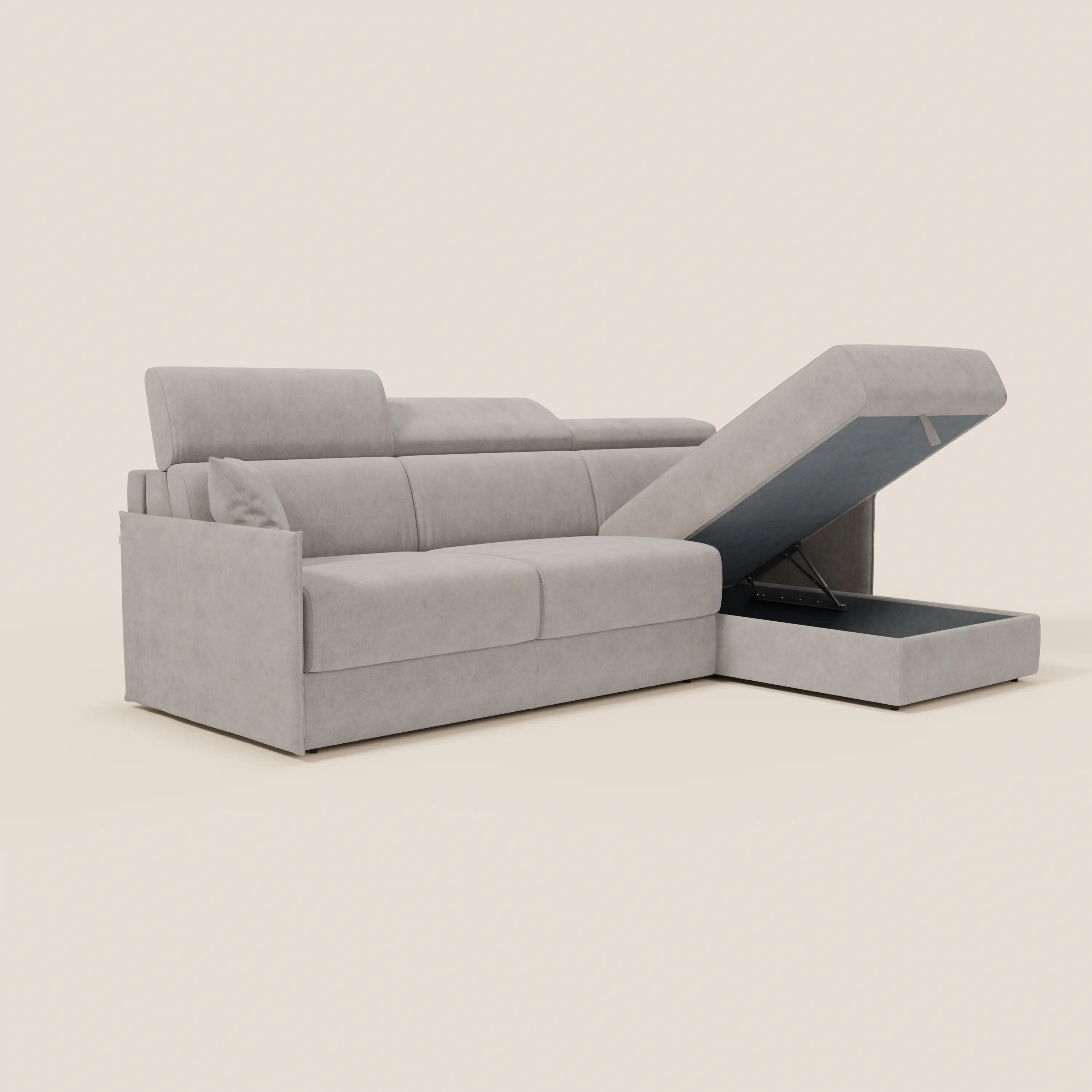 Miryam canapé convertible d'angle compact - têtières inclinables et méridienne coffre en tissu détachable T31 - Image 153