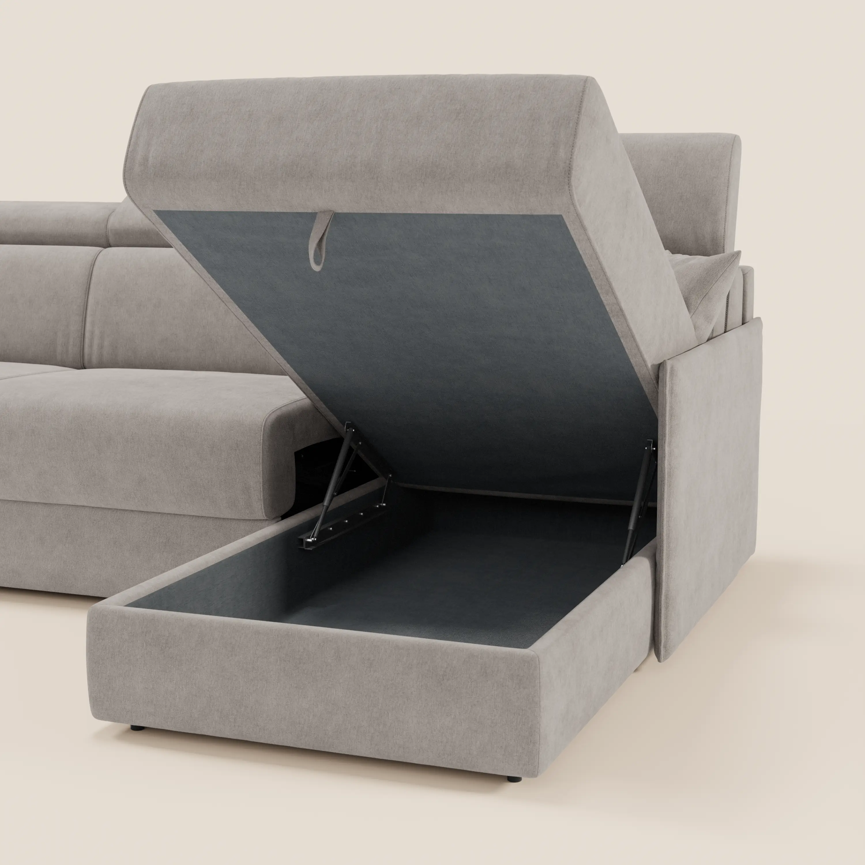 Miryam canapé convertible d'angle compact - têtières inclinables et méridienne coffre en tissu détachable T31 - Image 155