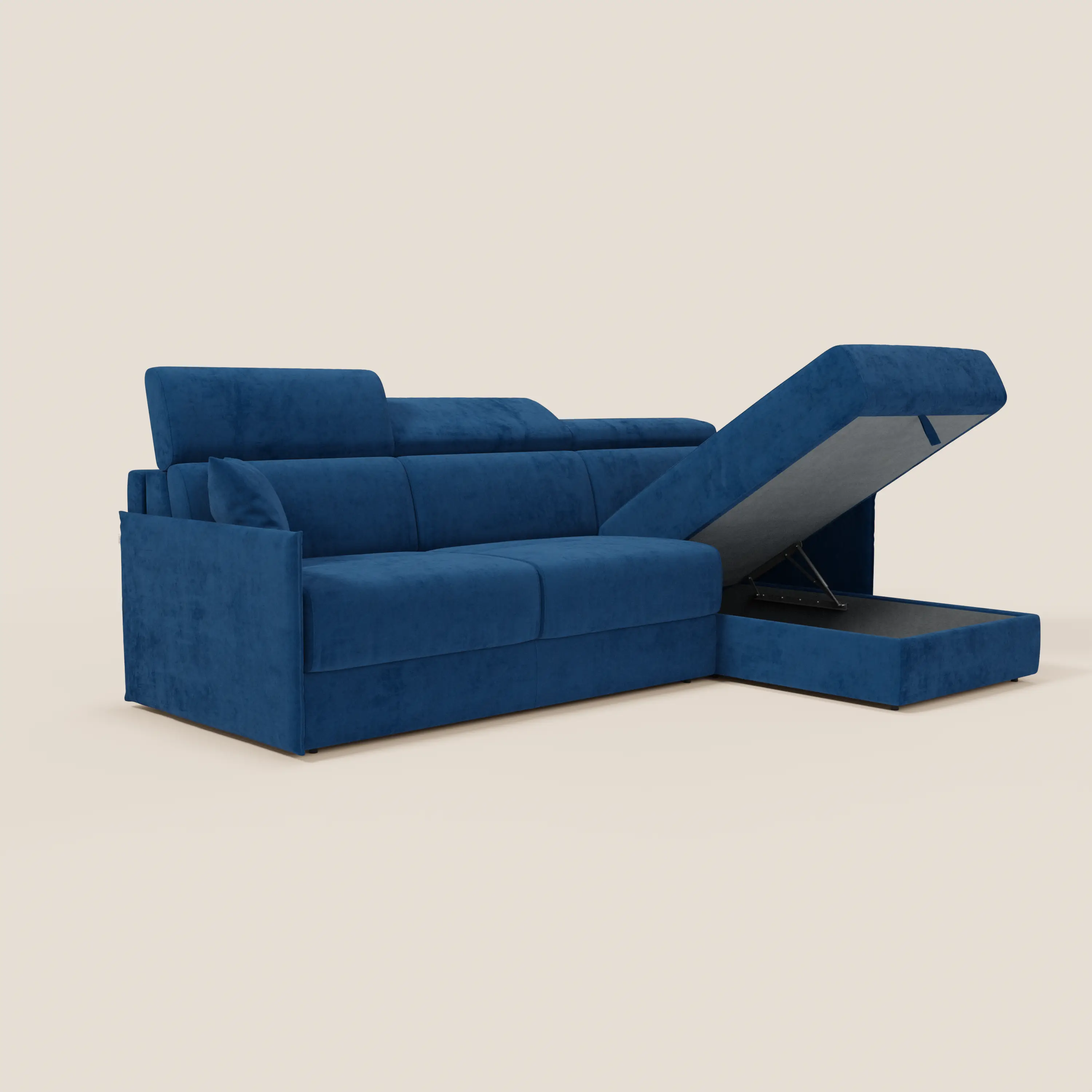 Miryam canapé convertible d'angle compact - têtières inclinables et méridienne coffre en tissu détachable T31 - Image 169