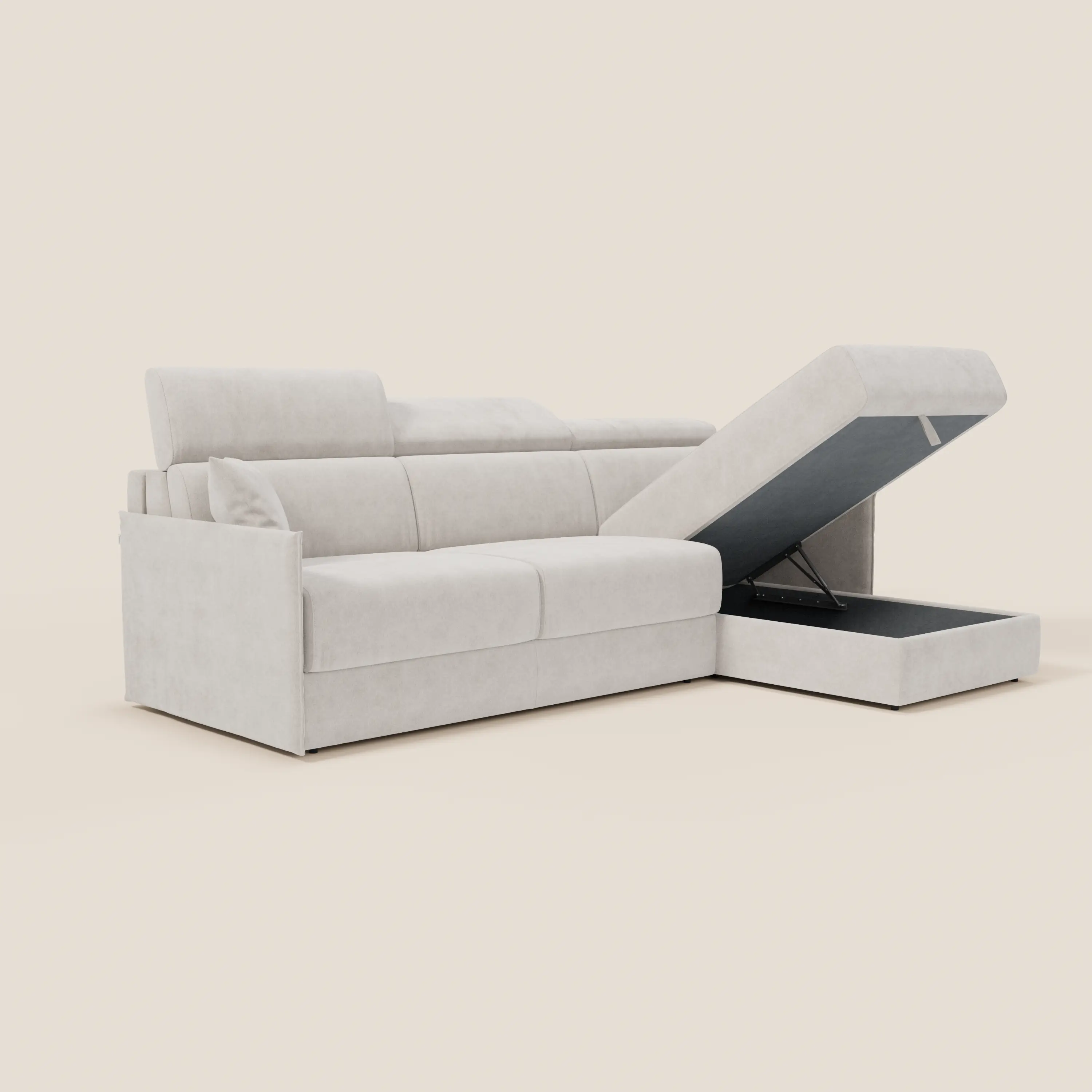 Miryam canapé convertible d'angle compact - têtières inclinables et méridienne coffre en tissu détachable T31 - Image 185