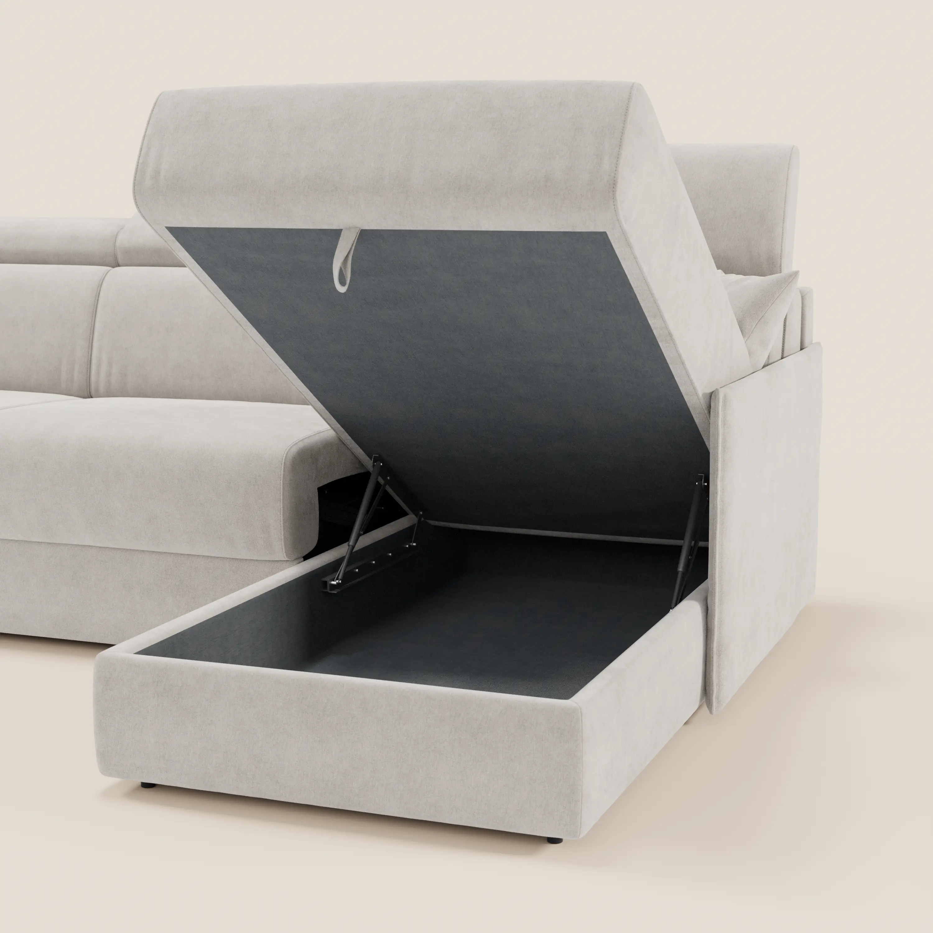 Miryam canapé convertible d'angle compact - têtières inclinables et méridienne coffre en tissu détachable T31 - Image 187