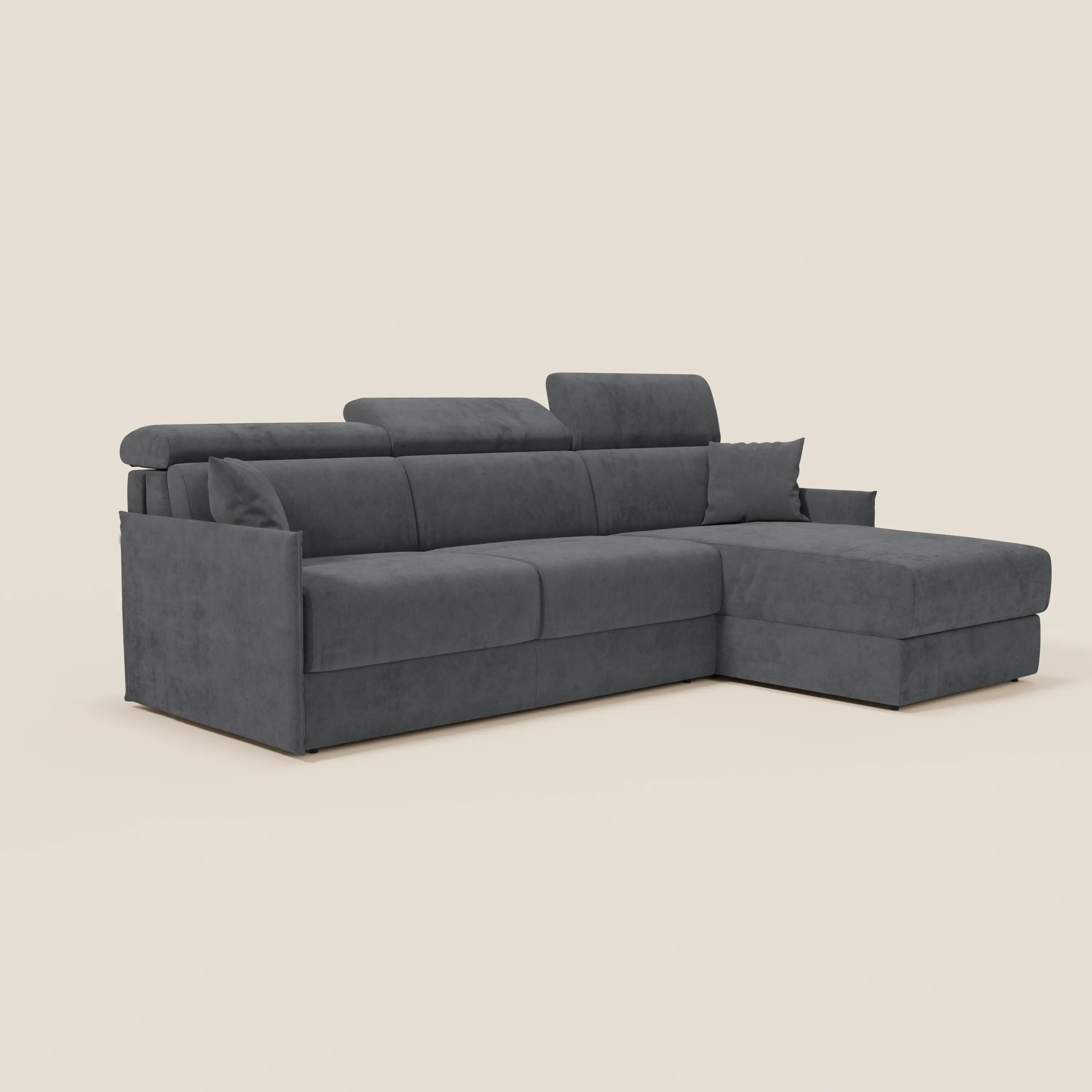 Miryam canapé convertible d'angle compact - têtières inclinables et méridienne coffre en tissu détachable T31 - Image 196